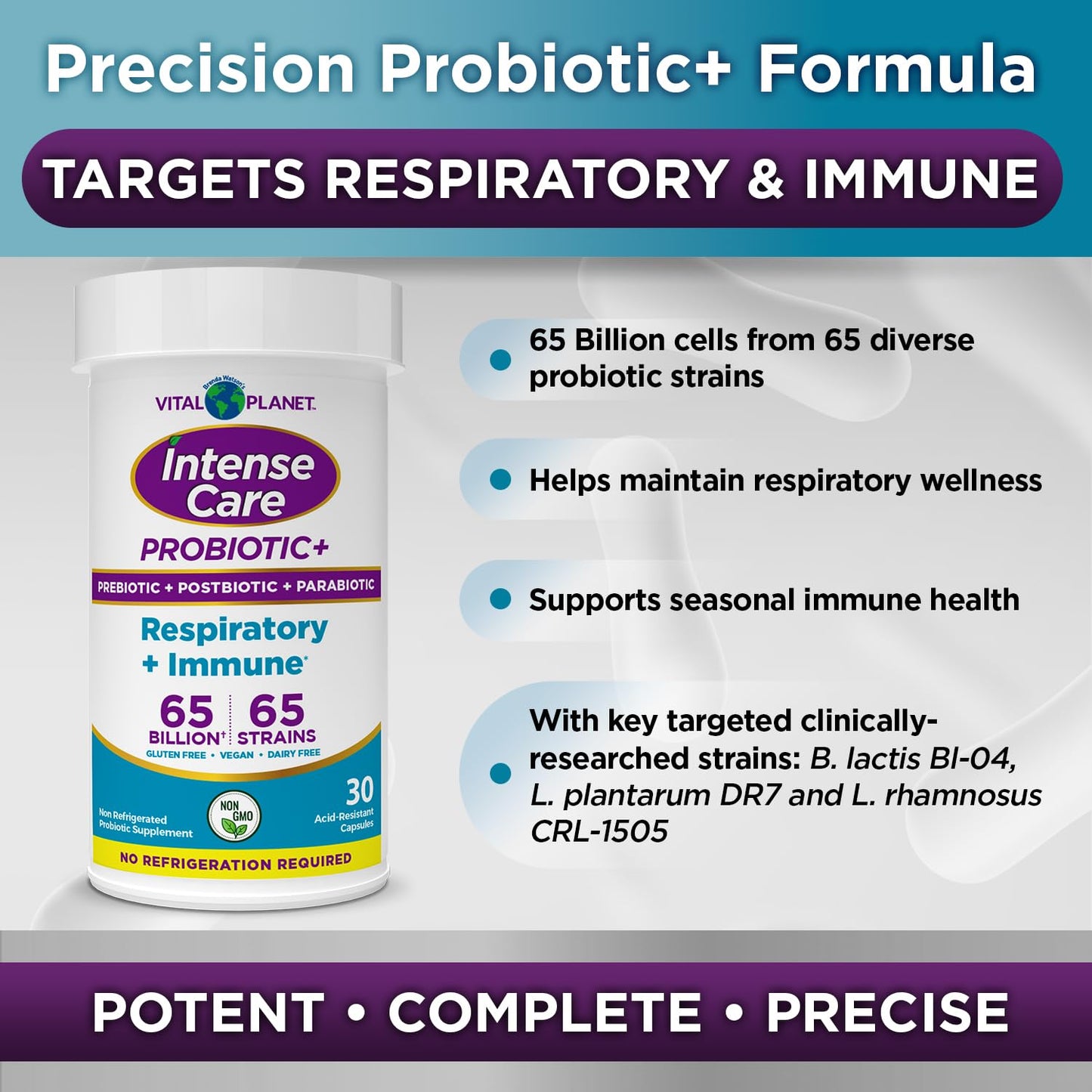 Vital Planet Intense Care Respiratory and Immune Probiotic Lung Support Supplement Capsule 30 Count