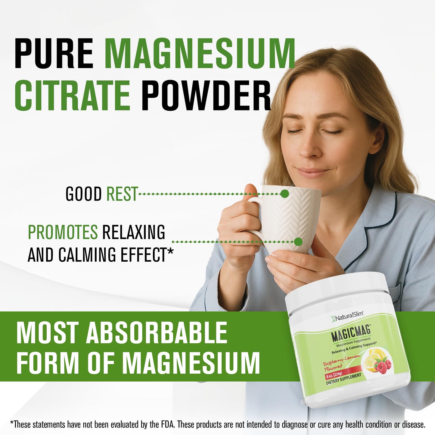 NaturalSlim Magnesium Citrate Powder, 16 oz (Pack of 2)