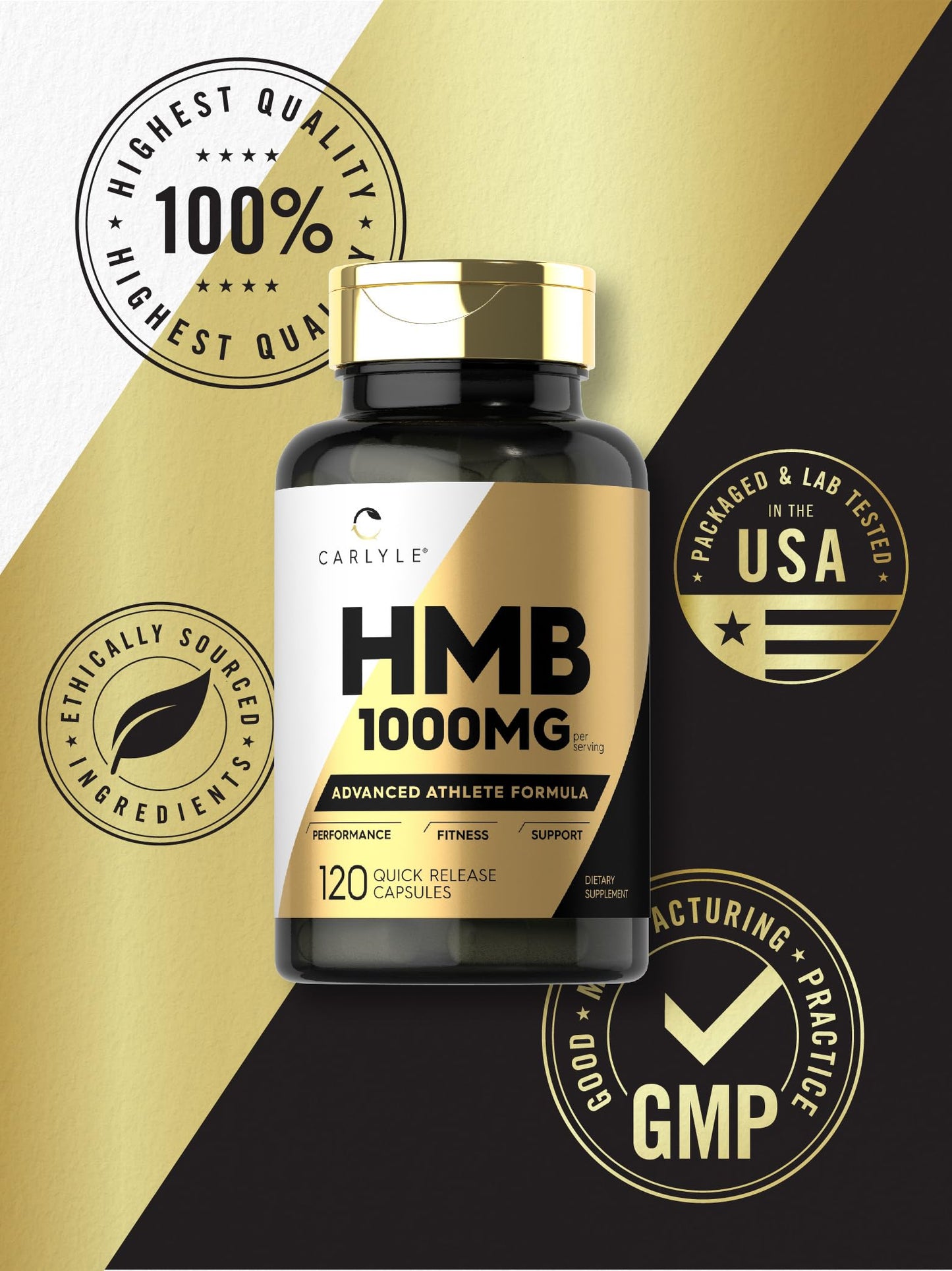 Carlyle HMB 1000 mg Supplement for Men & Women Capsules 120 Count