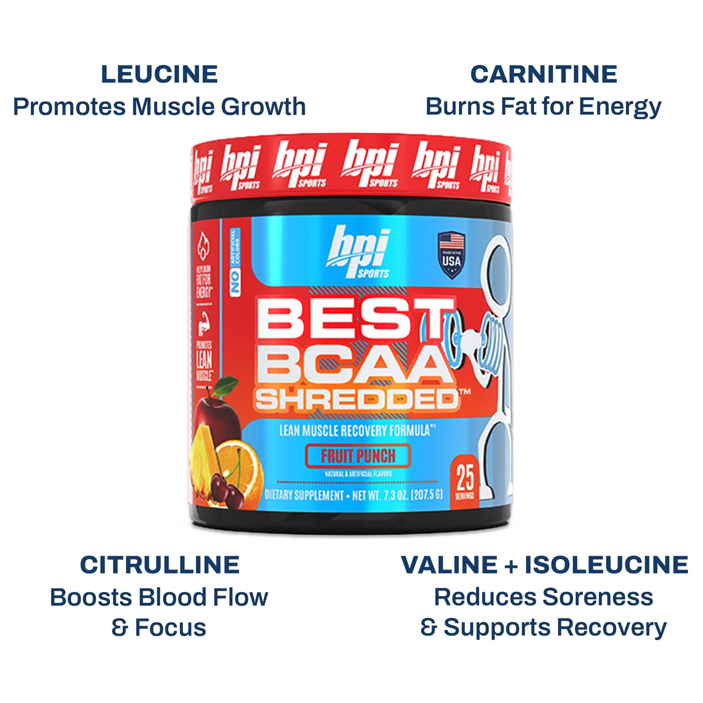 BPI Sports Best BCAA Shredded Powder, Fruit Punch, 9.7 oz