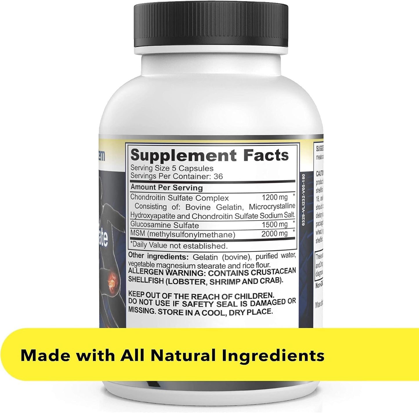 Healthy Joints System Glucosamine Chondroitin MSM Supplement for Joint & Bone Health 120 Capsules