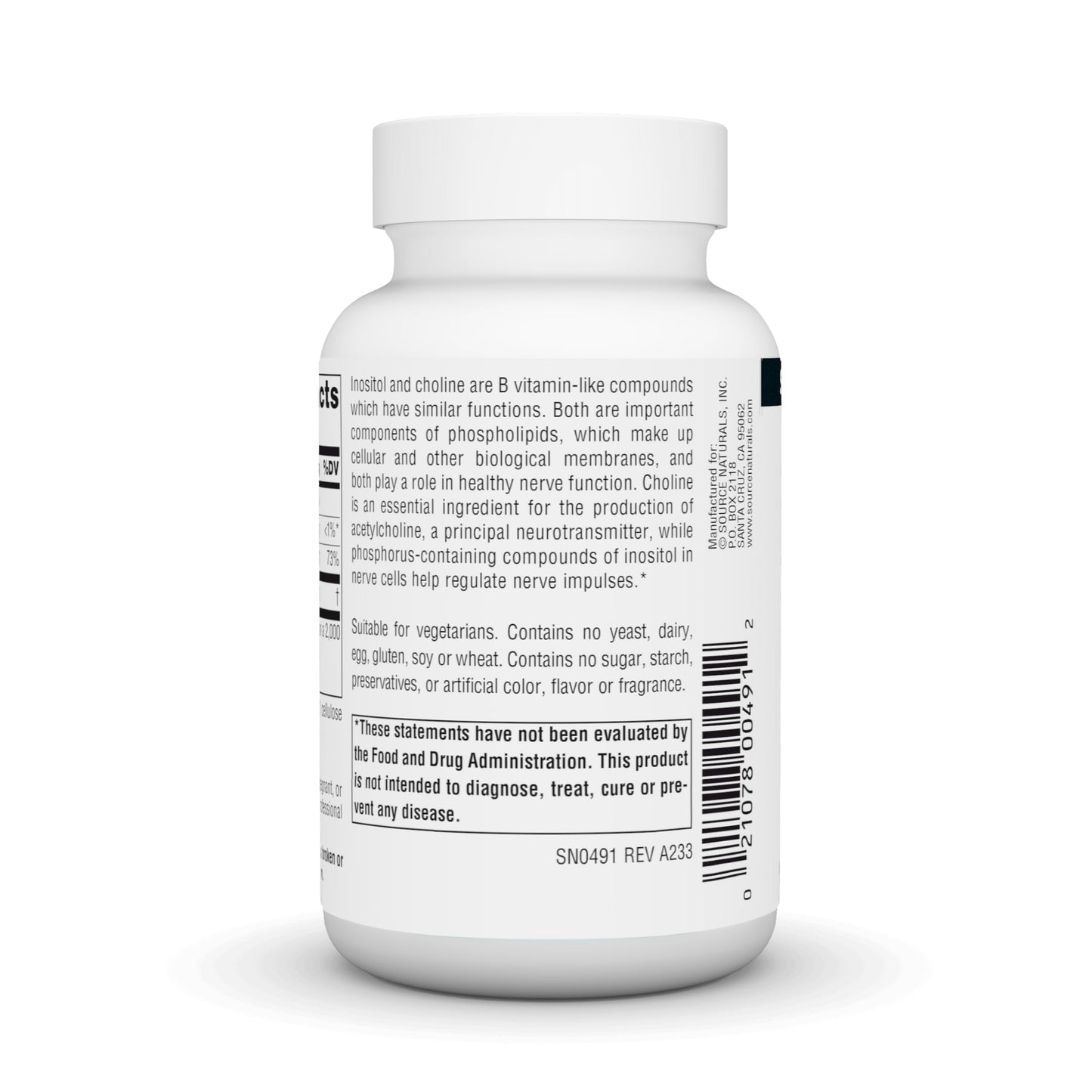 Source Naturals Inositol & Choline 800 mg Tablets, 50 Count