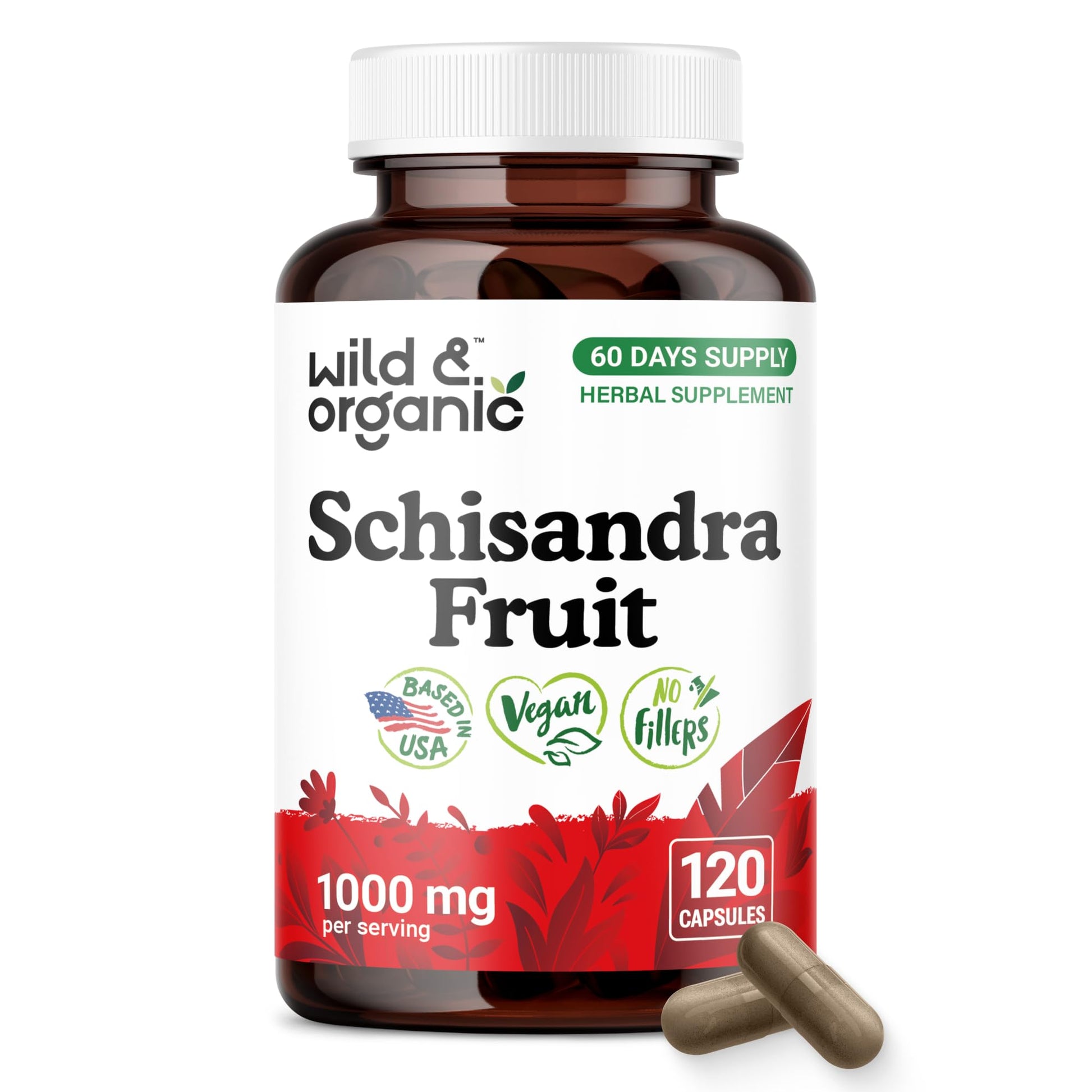 Wild & Organic Schisandra 1000 mg Mood Support Capsule, 120 Count