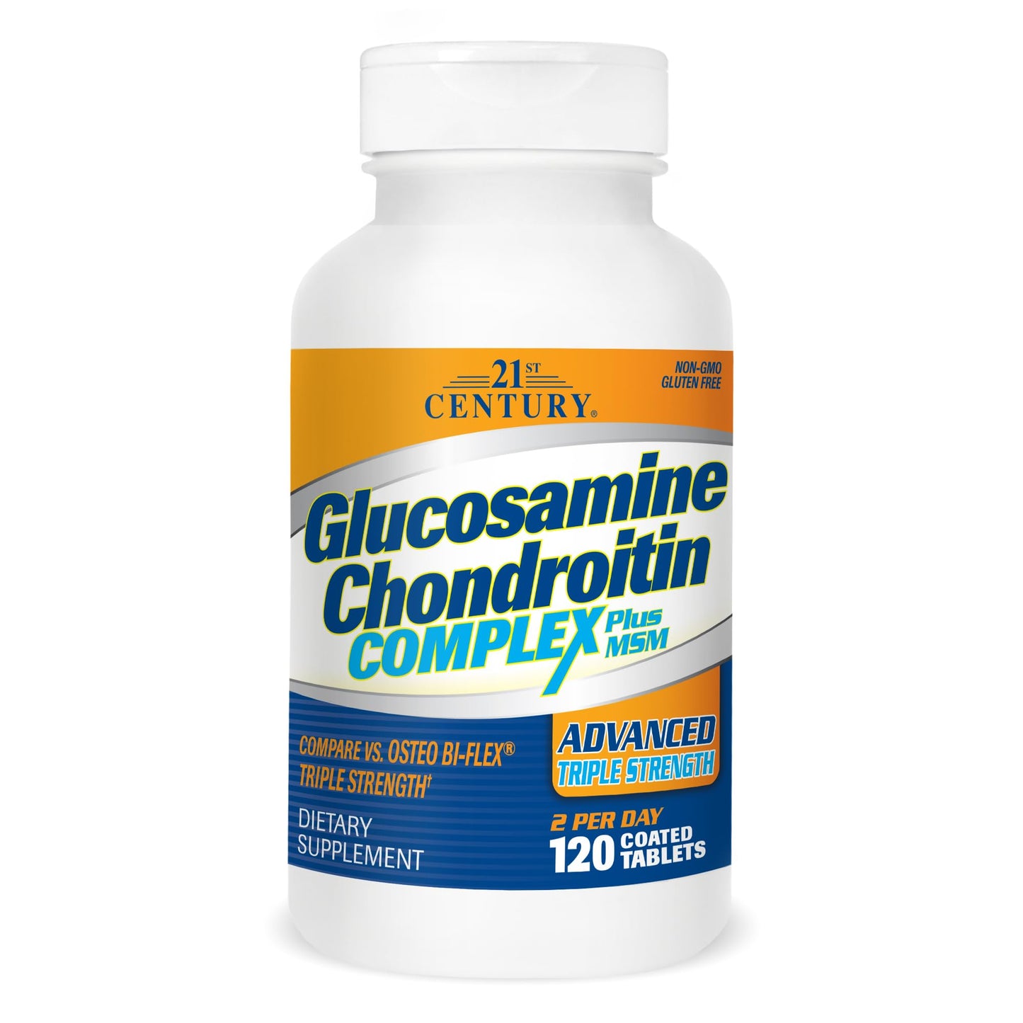 21st Century Glucosamine Chondroitin Complex Plus MSM, Advanced Triple Strength Tablet, 120 Tablets