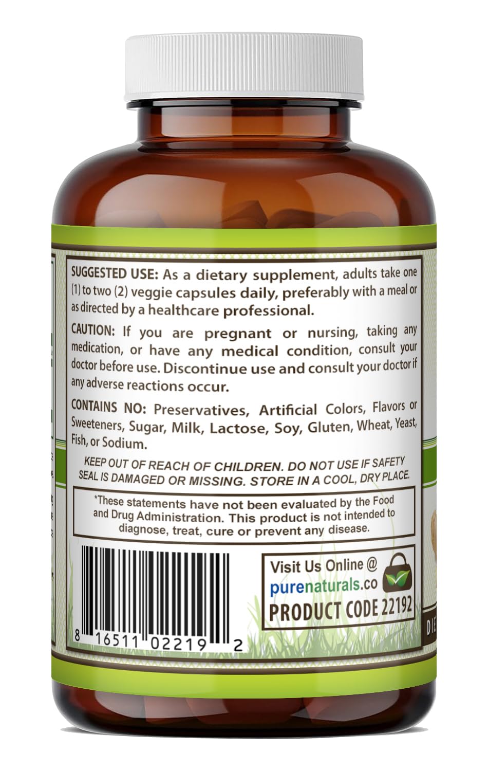 Pure Naturals Ginger Root Supplement 550mg Capsules, 120 Count