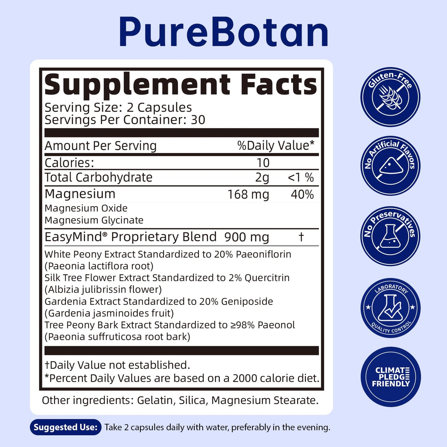 PureBotan EasyMind Magnesium Sleep Aid for Adults Capsule, 60 Count