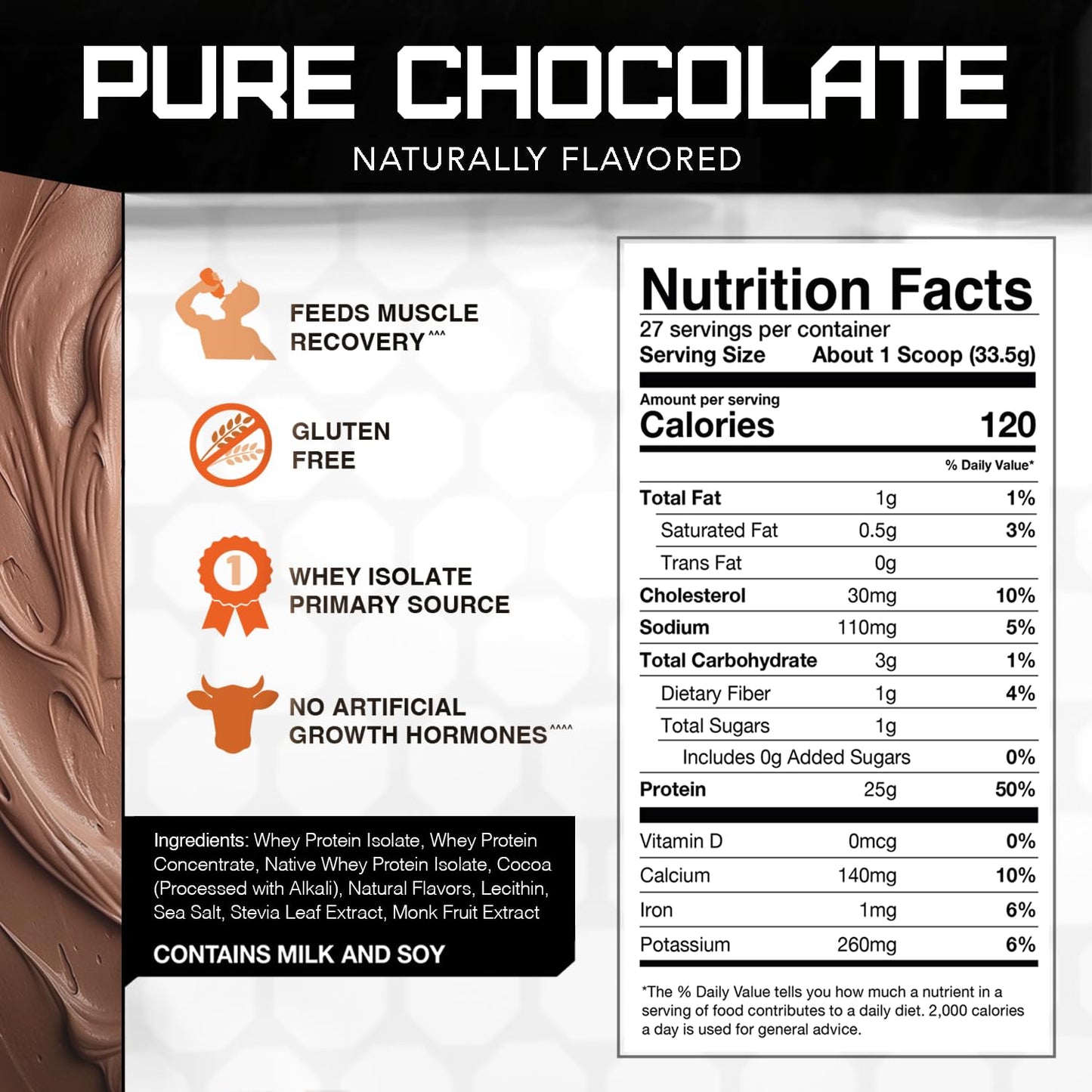 Rival Nutrition Whey Protein Powder - Pure Chocolate 32 Servings