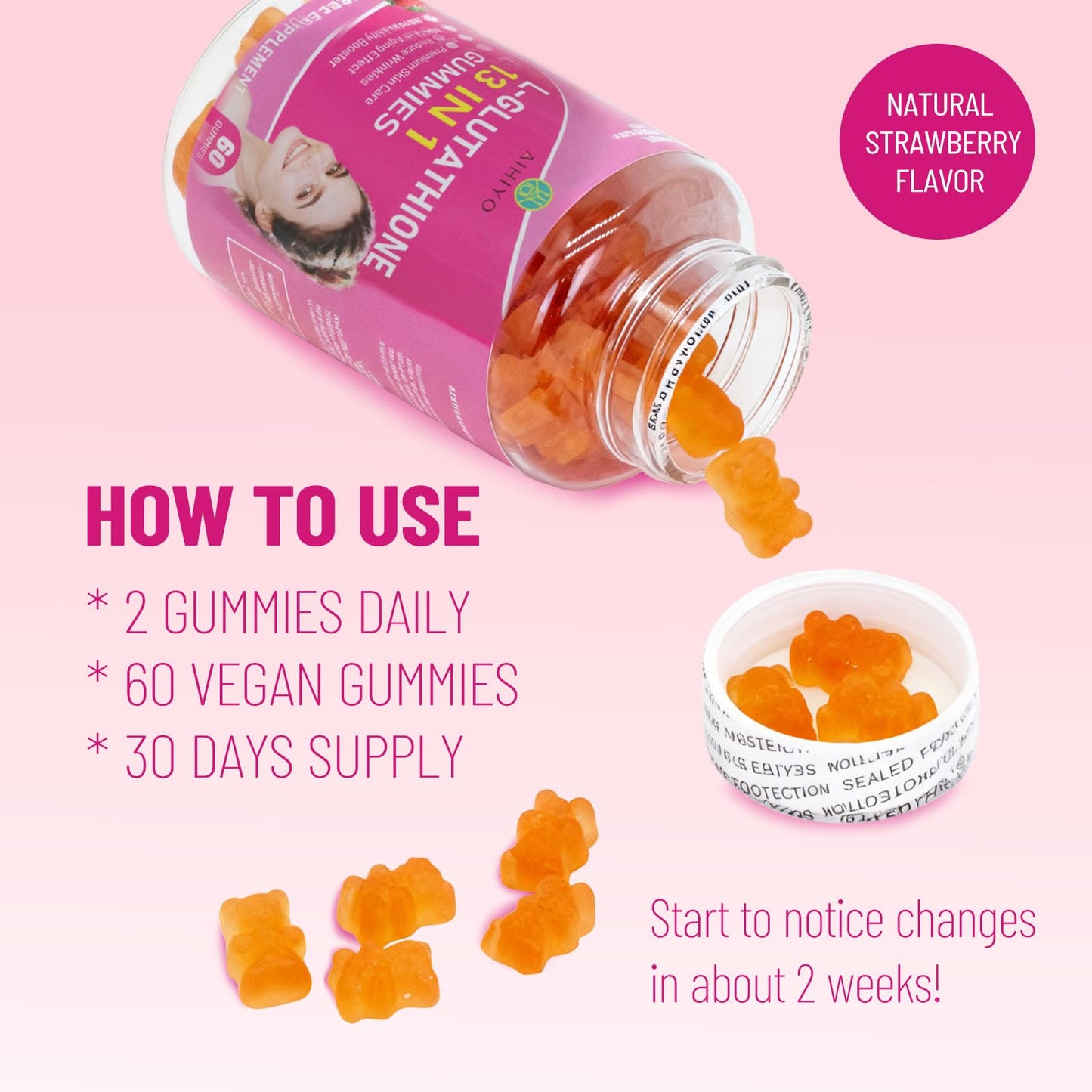 AIHIYO L-Glutathione 13 in 1 Gummies, 60 Count