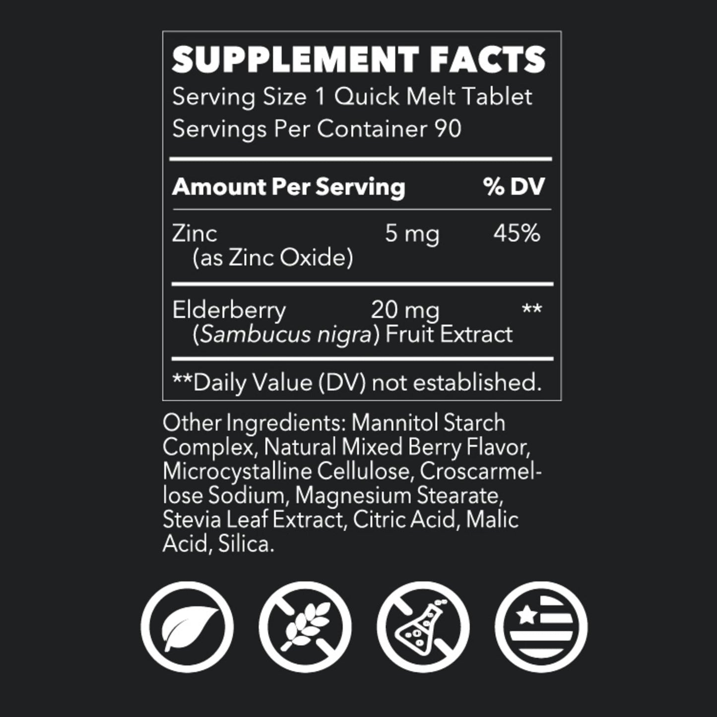 LifeSeasons Zinc Elderberry Quick Melts Tablets – 90 Count