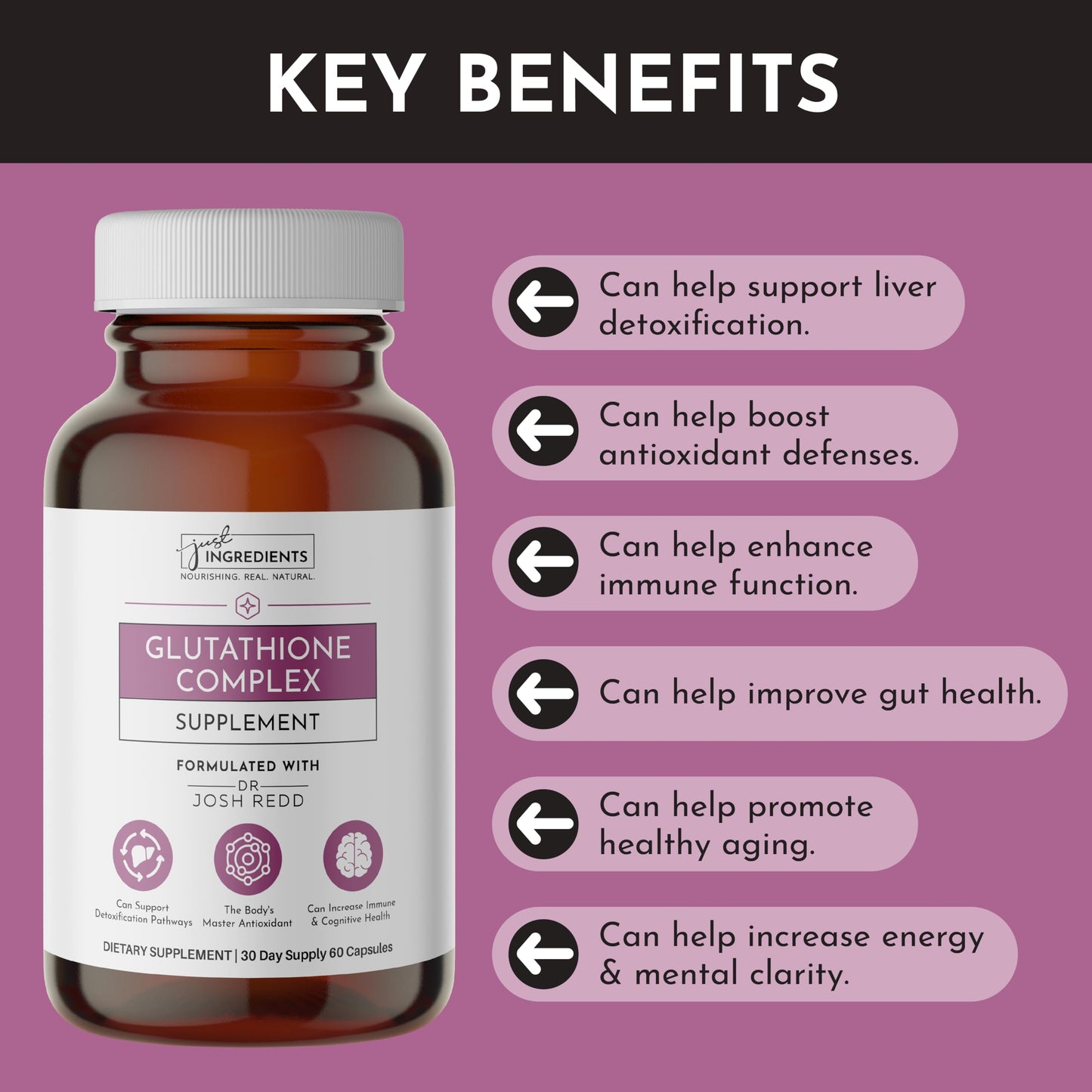 JUST INGREDIENTS Glutathione Complex Capsule, 60 Count