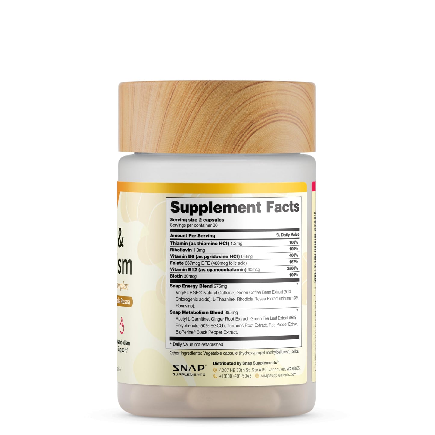 Snap Supplements Energy & Metabolism Herbal Complex Capsule, 60 Count