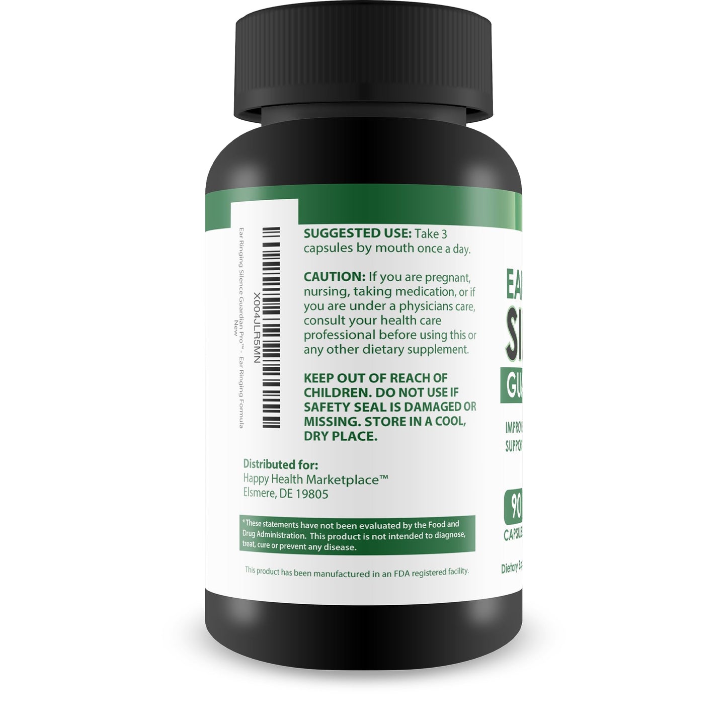 Happy Health Marketplace Ear Ringing Silence Guardian Pro Improved Advanced Ear Ringing Support Formula Tinnitus Relief Hearing Loss Supplement 90 Capsules
