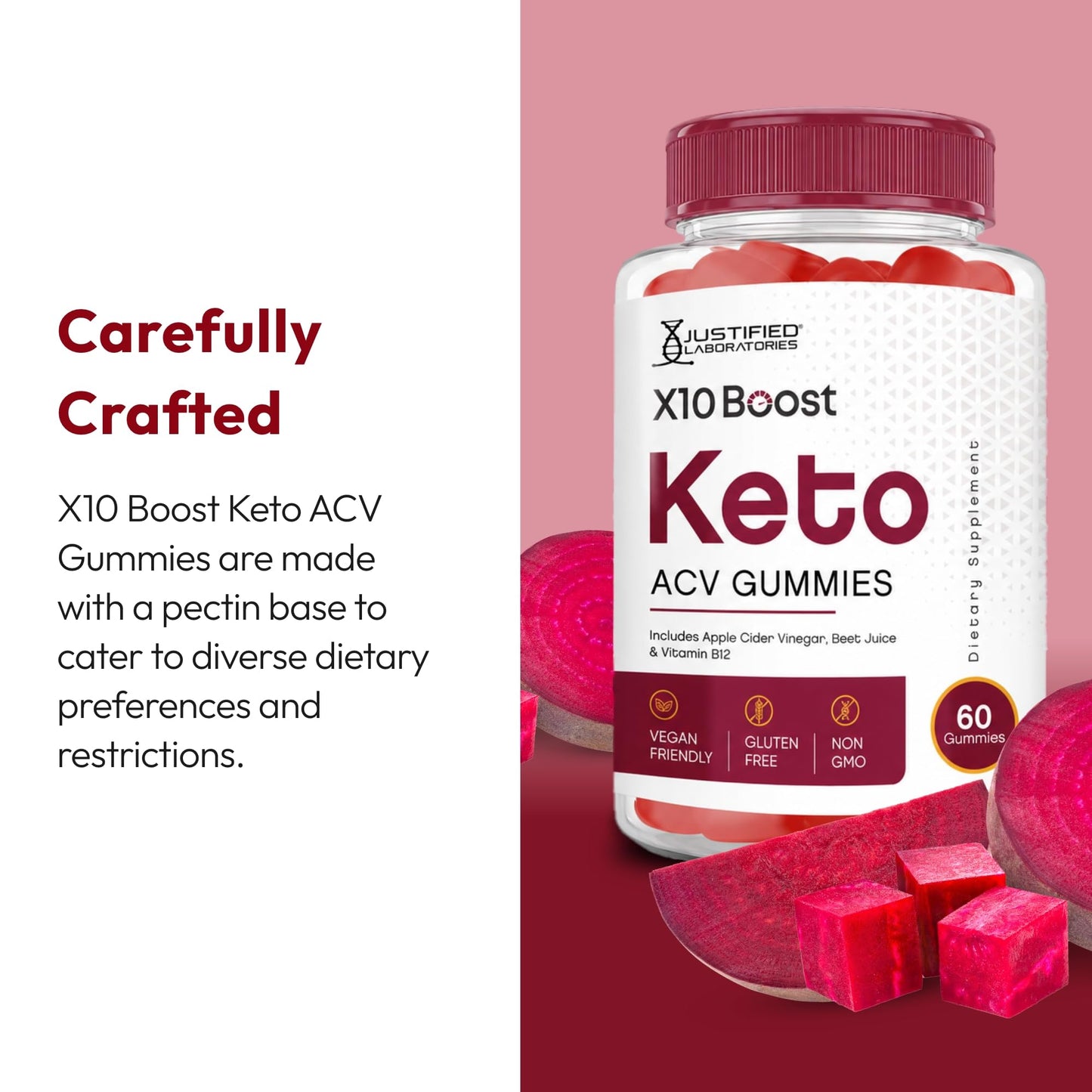 Justified Laboratories X10 Boost Keto ACV Gummies (60 Count)