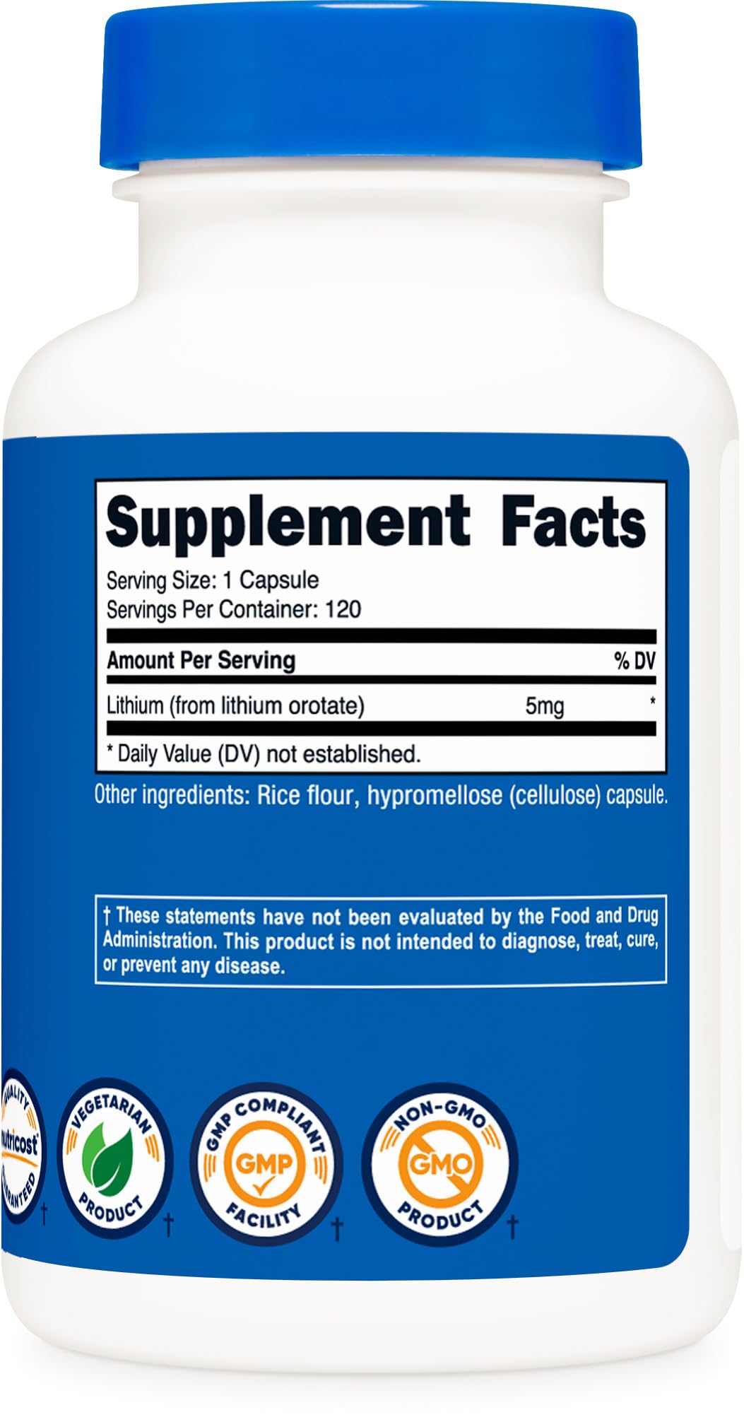 Nutricost Lithium Ootate 5mg Capsules 120 Count