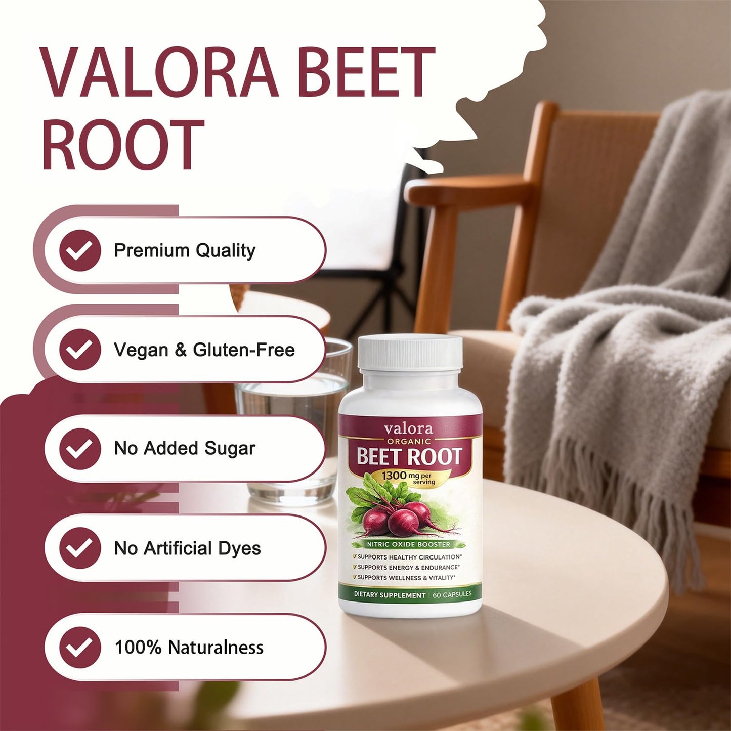Valora Beravia Beet Root Capsules, 60 Capsules