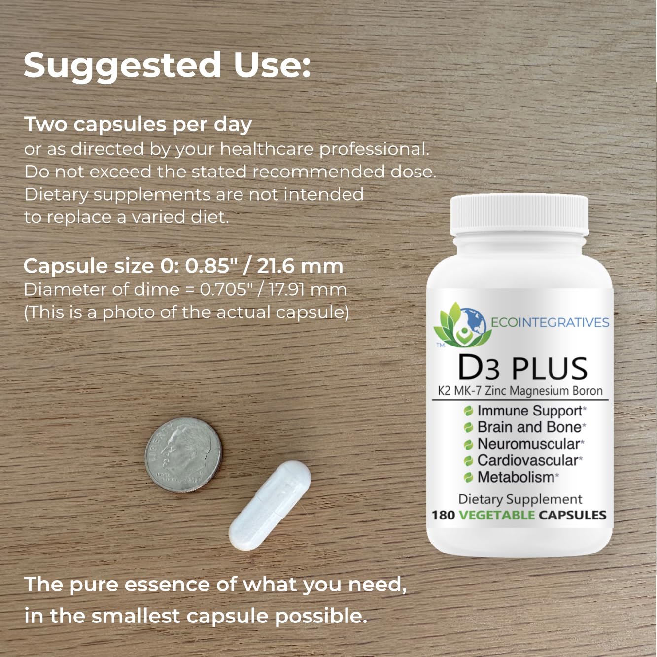 EcoIntegratives D3 Plus Boron Vitamin K2 Magnesium Zinc Capsule 180