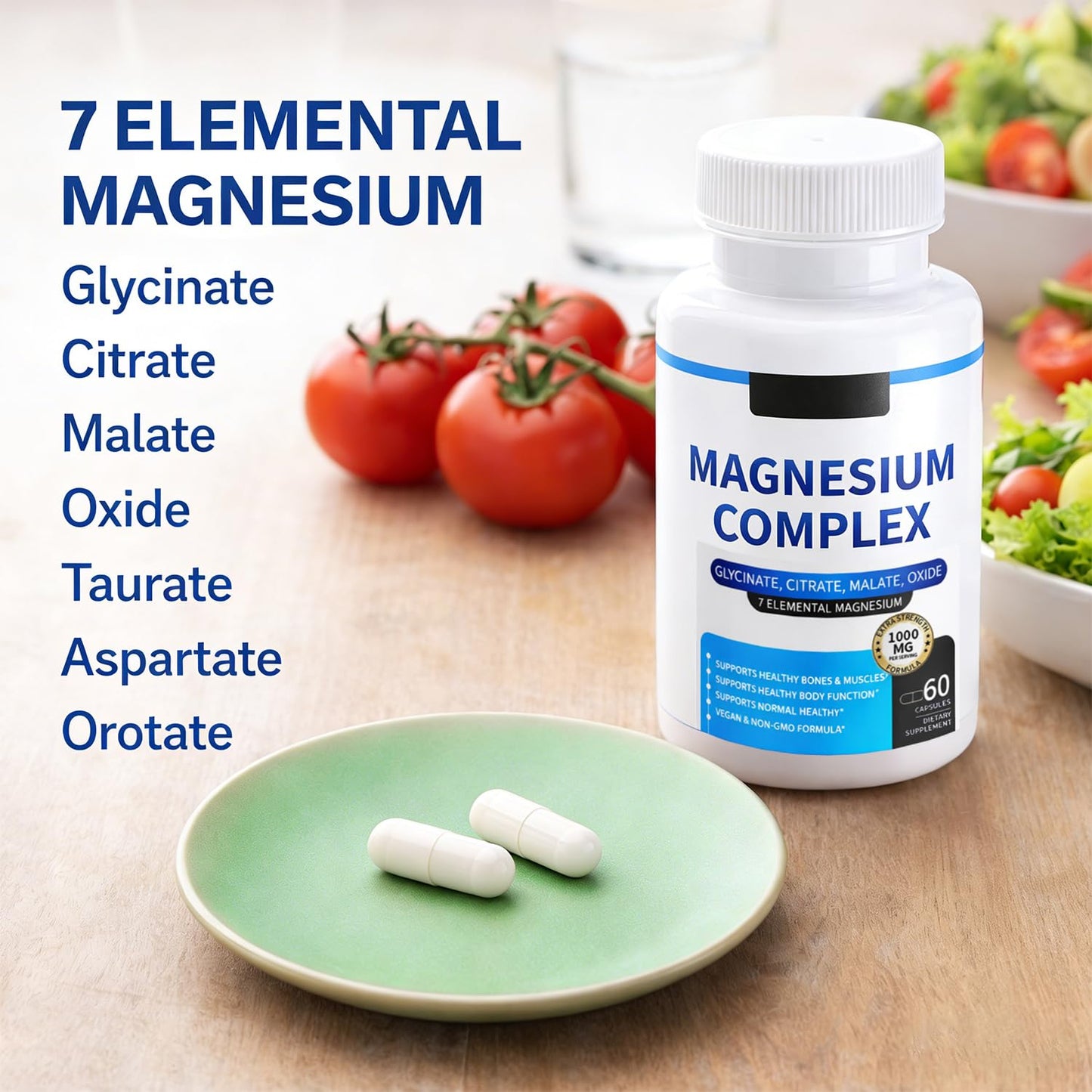 ElixAid Magnesium Complex for Women & Men 1000mg Capsule, 60 Capsules
