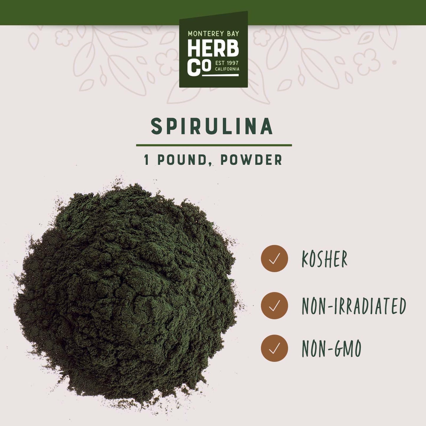 Monterey Bay Herb Co Spirulina Powder (Platensis) 16 Ounces