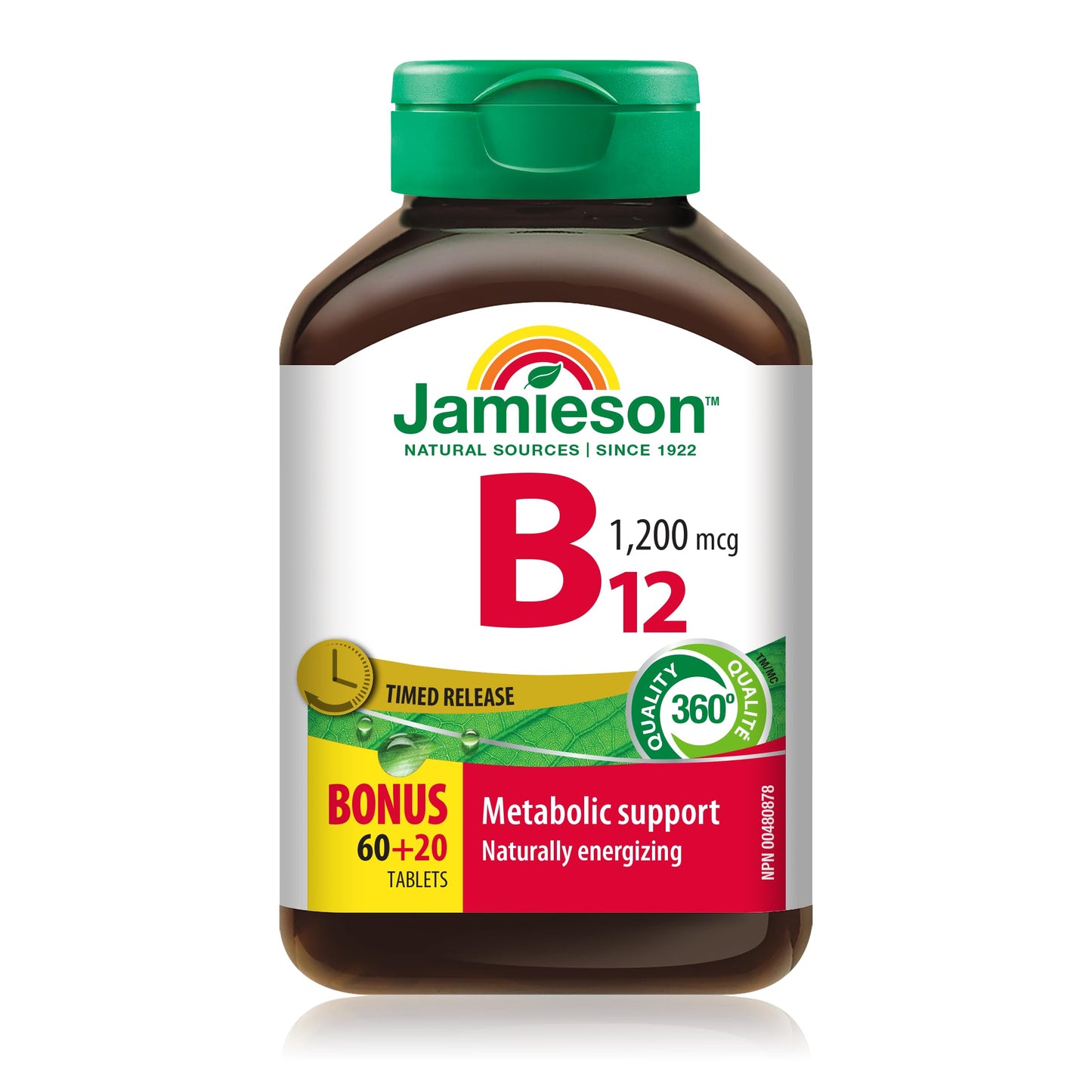 Jamieson Vitamin B12 (Cobalamin) 1200mcg Timed Release Tablets, 180 Count