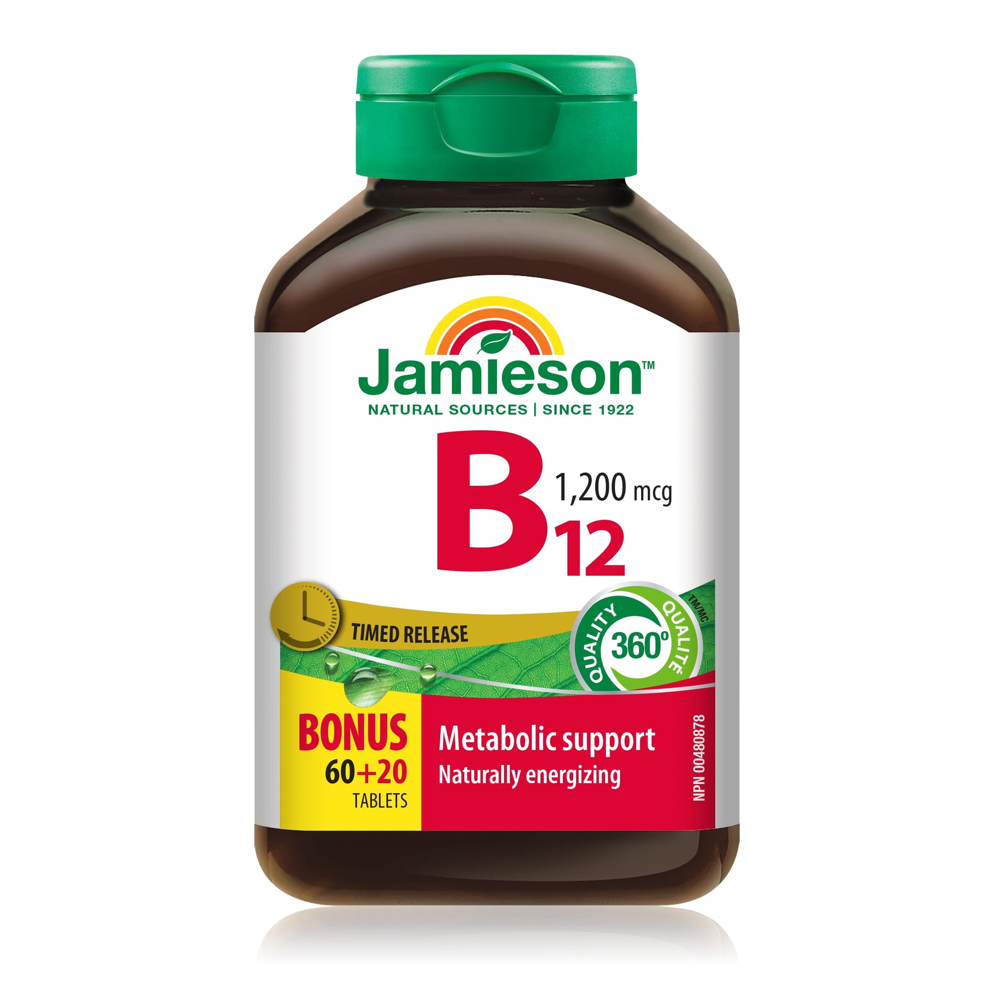 Jamieson Vitamin B12 (Cobalamin) 1200mcg Timed Release Tablets, 180 Count