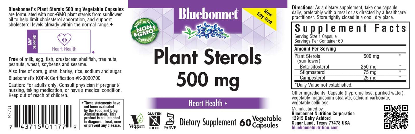 BlueBonnet Plant Sterols 500mg, 60 Capsules