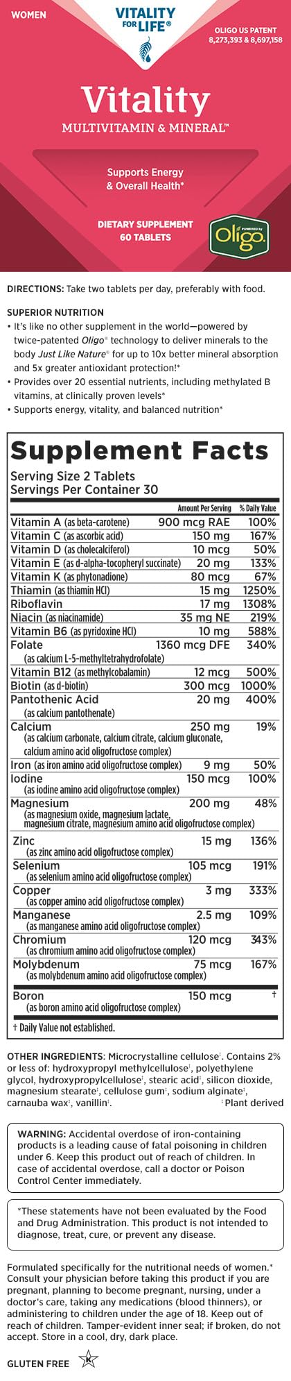 Melaleuca Multivitamin & Mineral Supplement for Women, Powered by Oligo, 60 Tablets