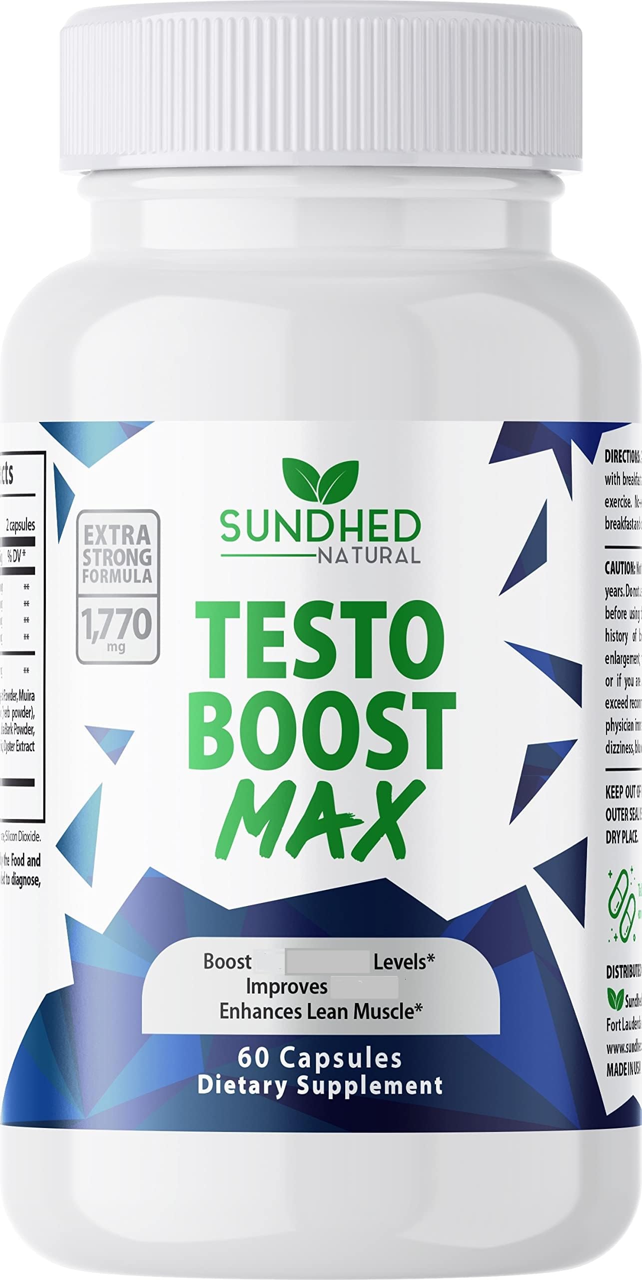 Sundhed Natural Testo Boost Max - Natural Stamina Booster for Men – Fortified Natural Energy, Stamina, and Strength Booster Capsules 60