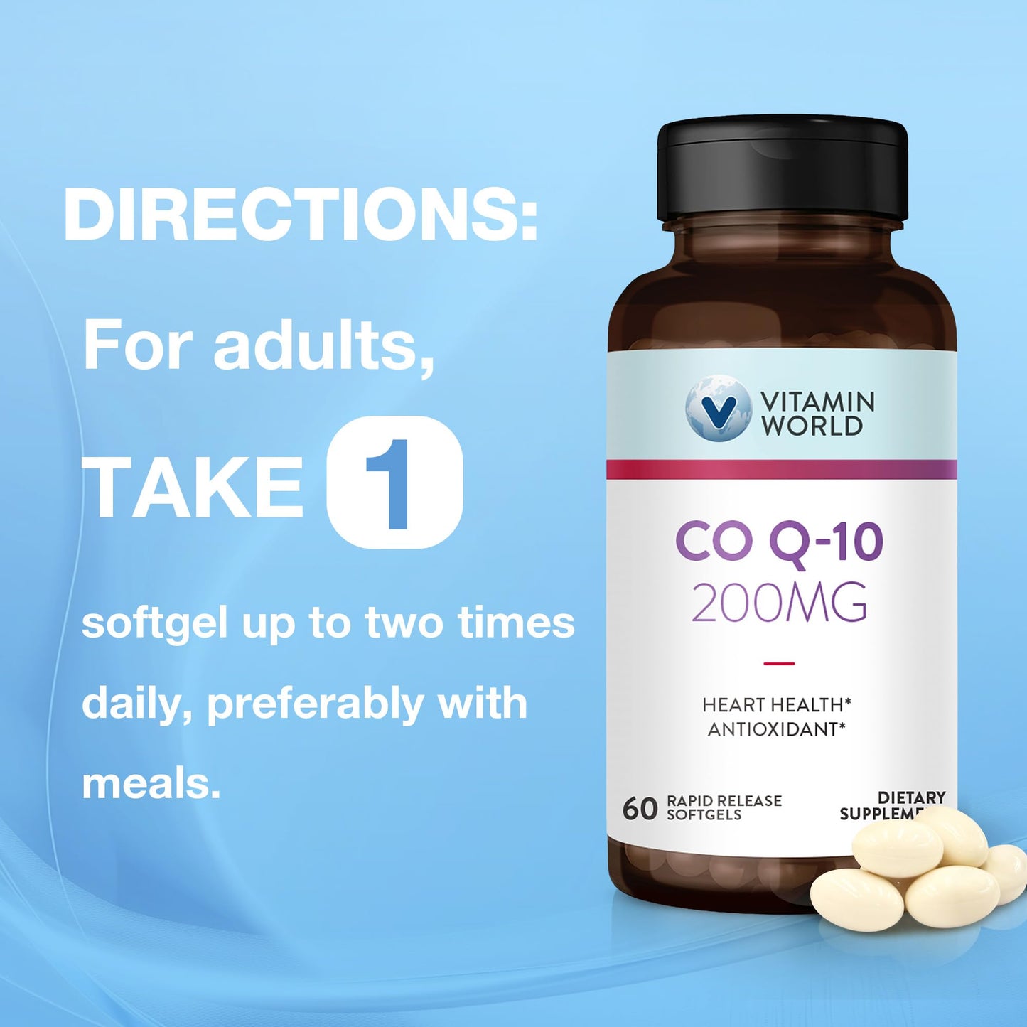 Vitamin World CoQ10 200 mg Softgels, 60 Count