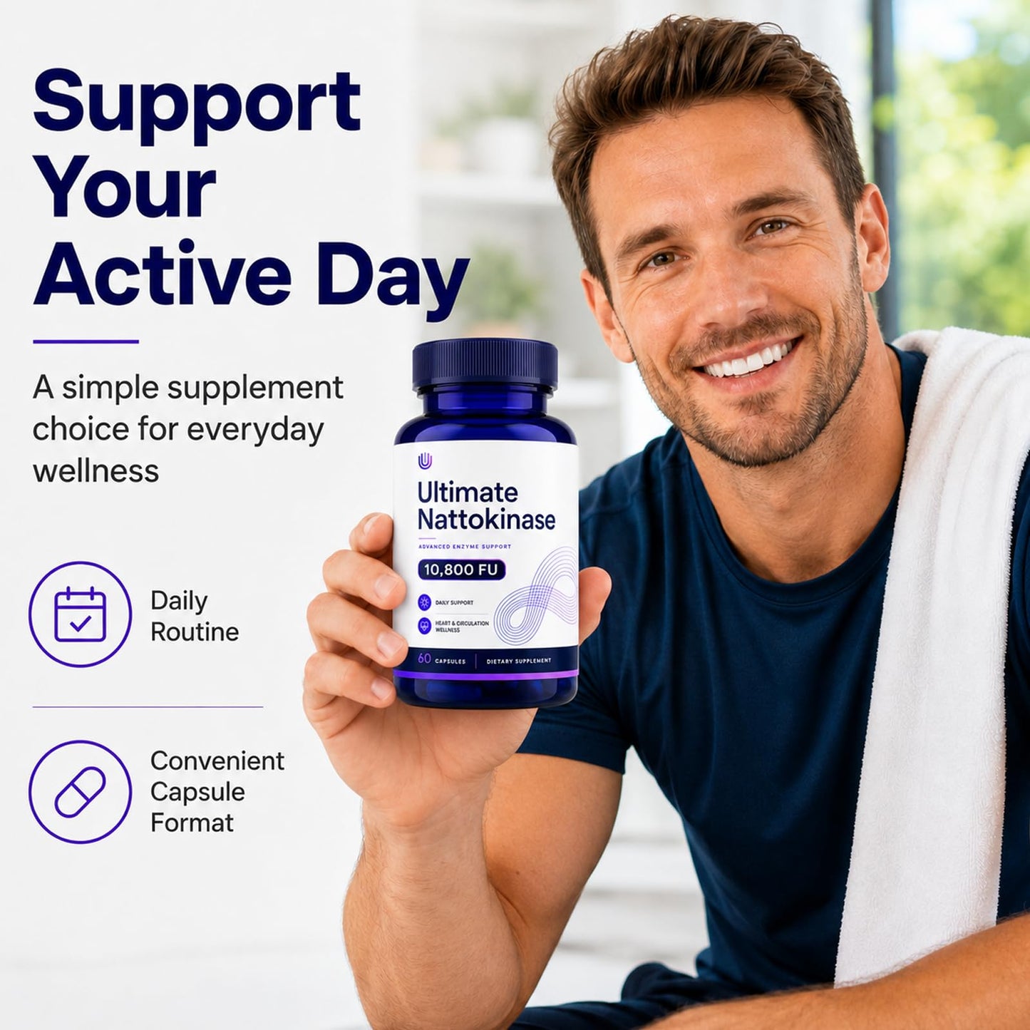 Purivio Nattokinase Supplement, Capsules, 60 Capsules