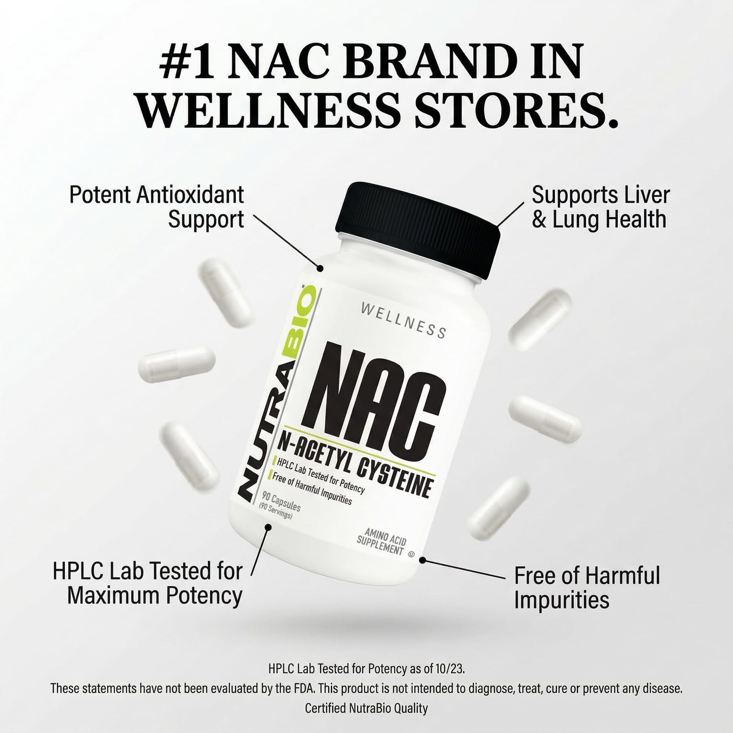 NutraBio N-Acetyl Cysteine Supplement (NAC) Capsule 90 Capsules