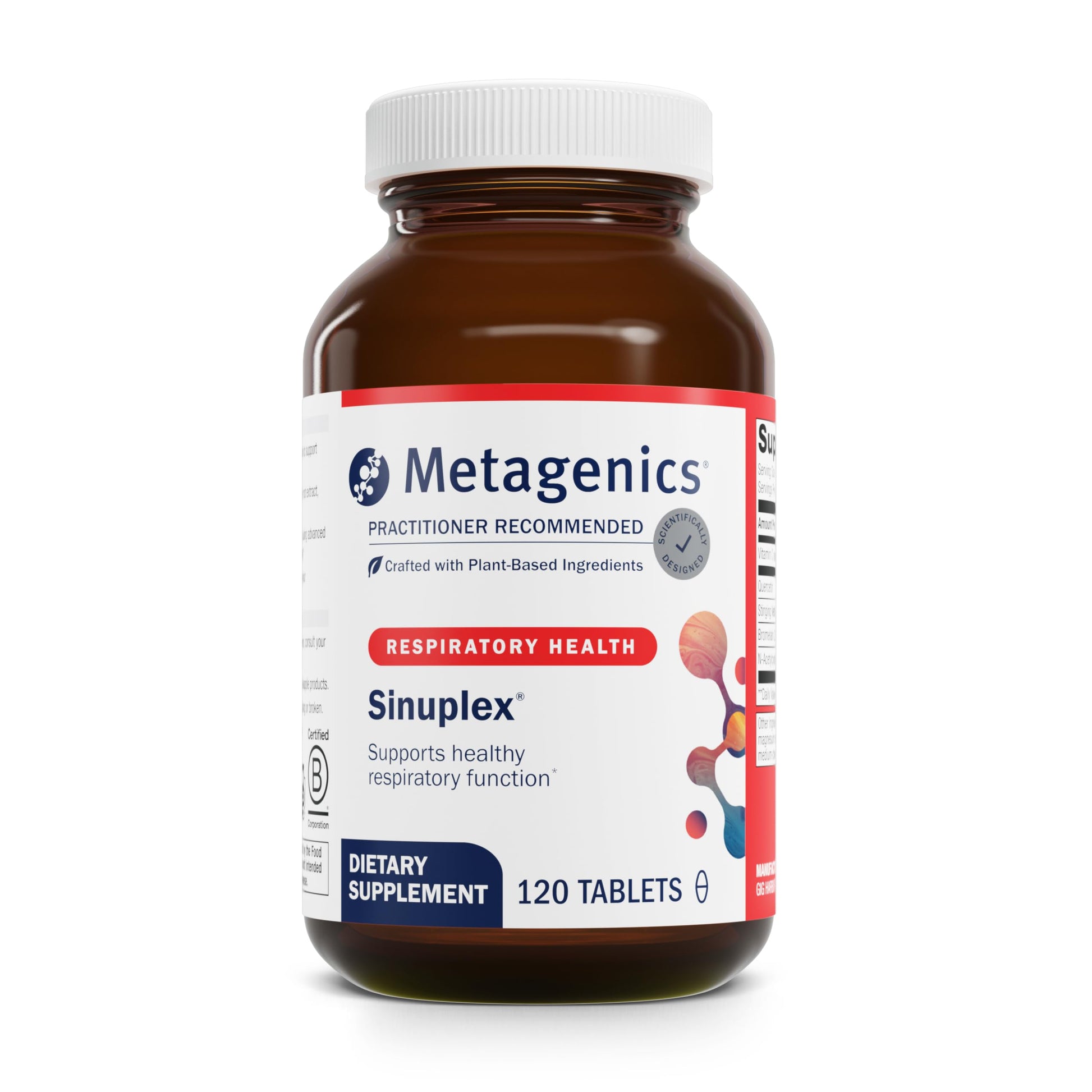 Metagenics Sinuplex - Respiratory & Immune Support with Vitamin C (150 mg), Quercetin, Stinging Nettle, N-Acetylcysteine & Bromelain, Non-GMO, Gluten-Free, 120 Tablets