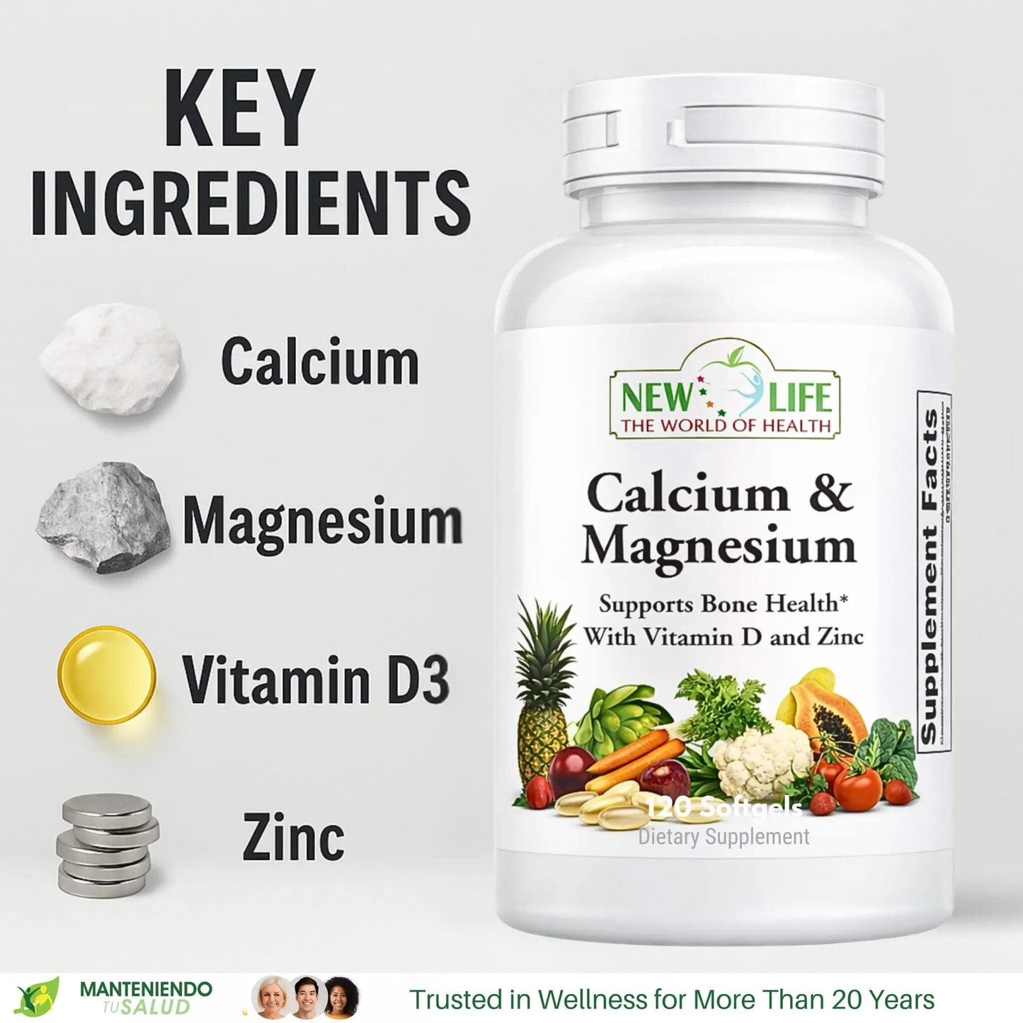 Manteniendo Tu Salud Calcium Magnesium D3 & Zinc Bone Support Softgel 120