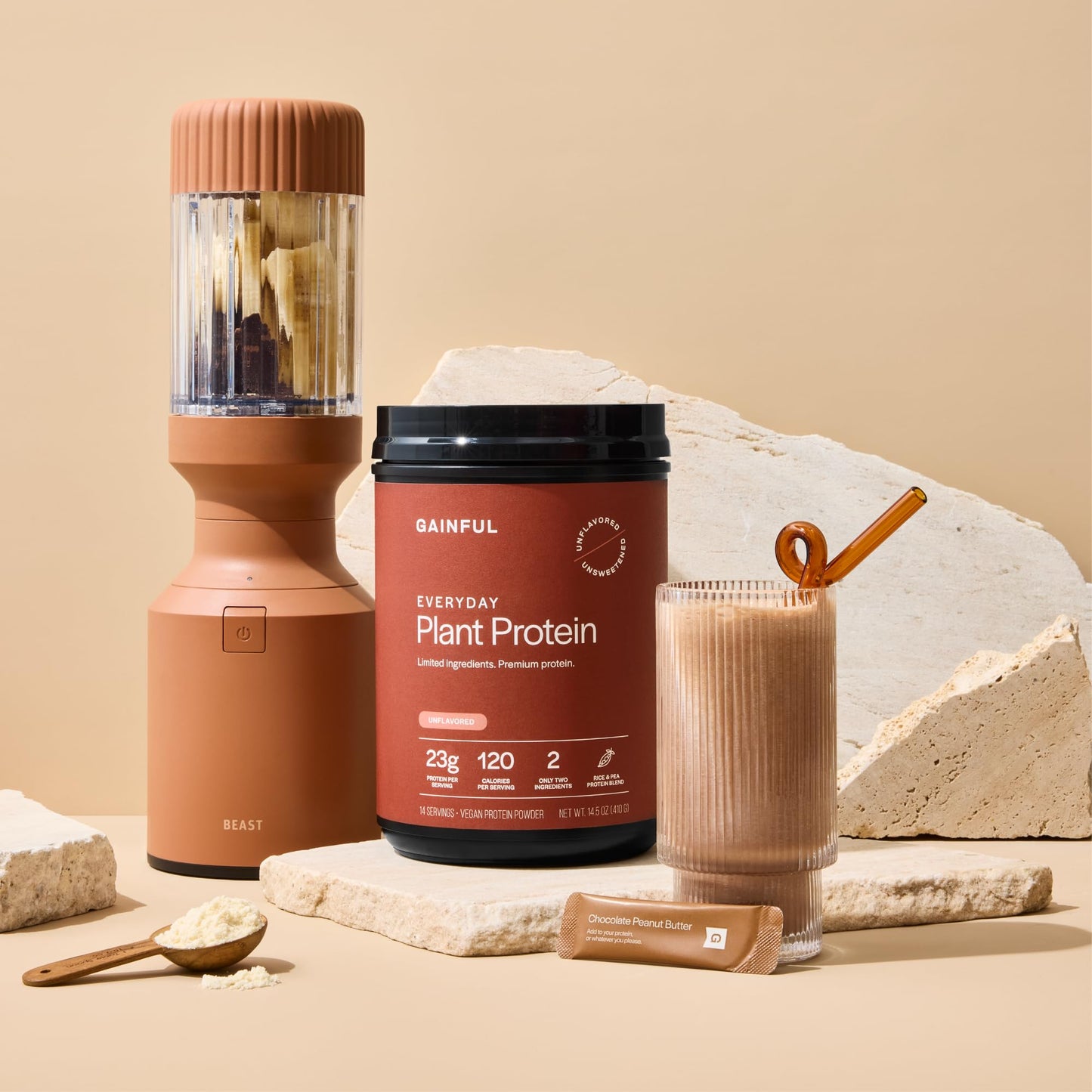 Gainful Everyday Plant Protein Powder, Unflavored, 14.5 oz