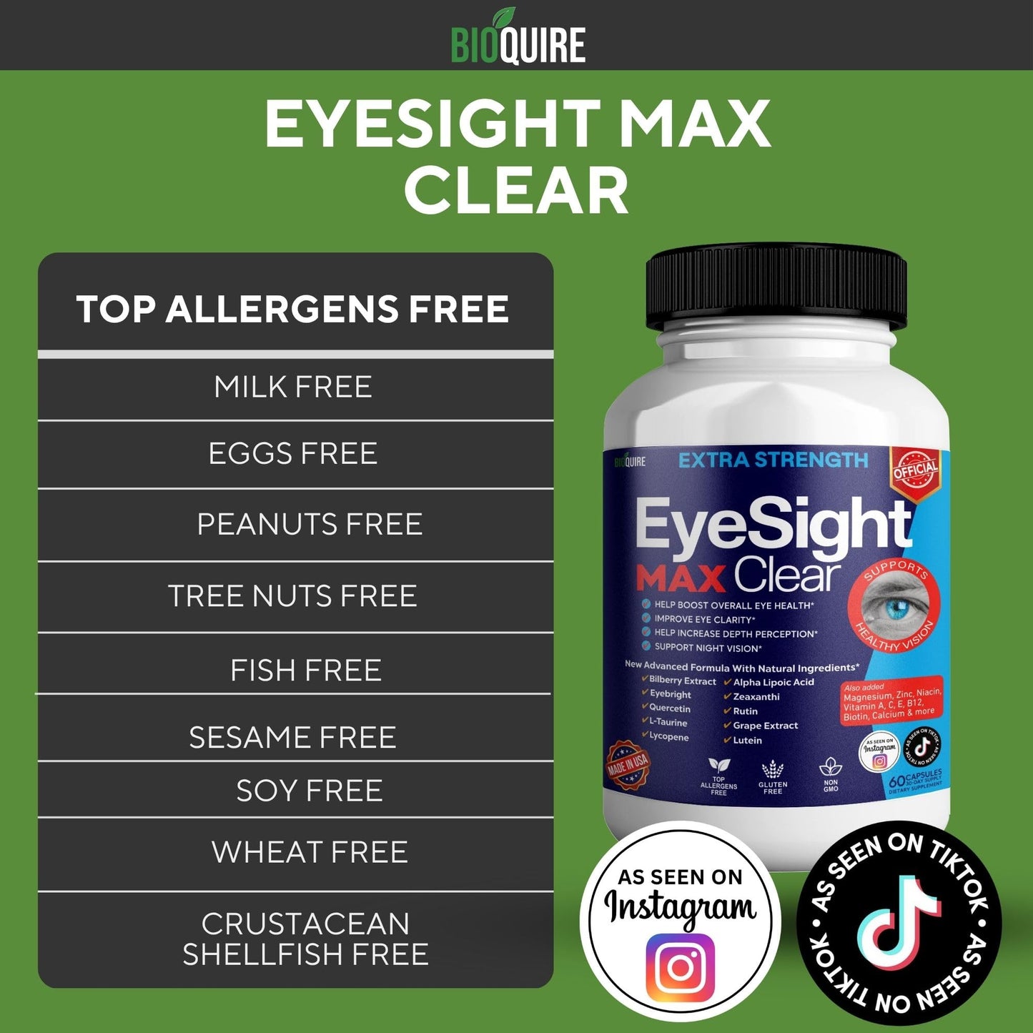 BIOQUIRE Eyesight Max Clear Extra Strength Vision Support Capsules 60