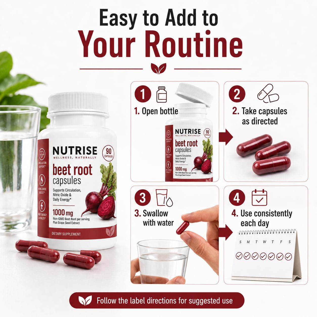 Achuhe Nutrise Beetroot with Grape Seed Extract 90 Capsules