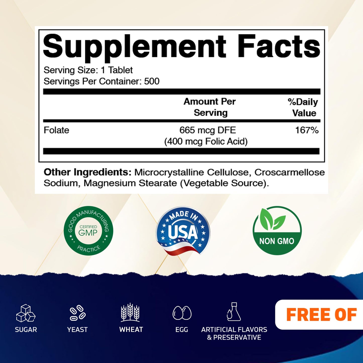 Vitamatic Folic Acid 400 mcg 1000 Tablets