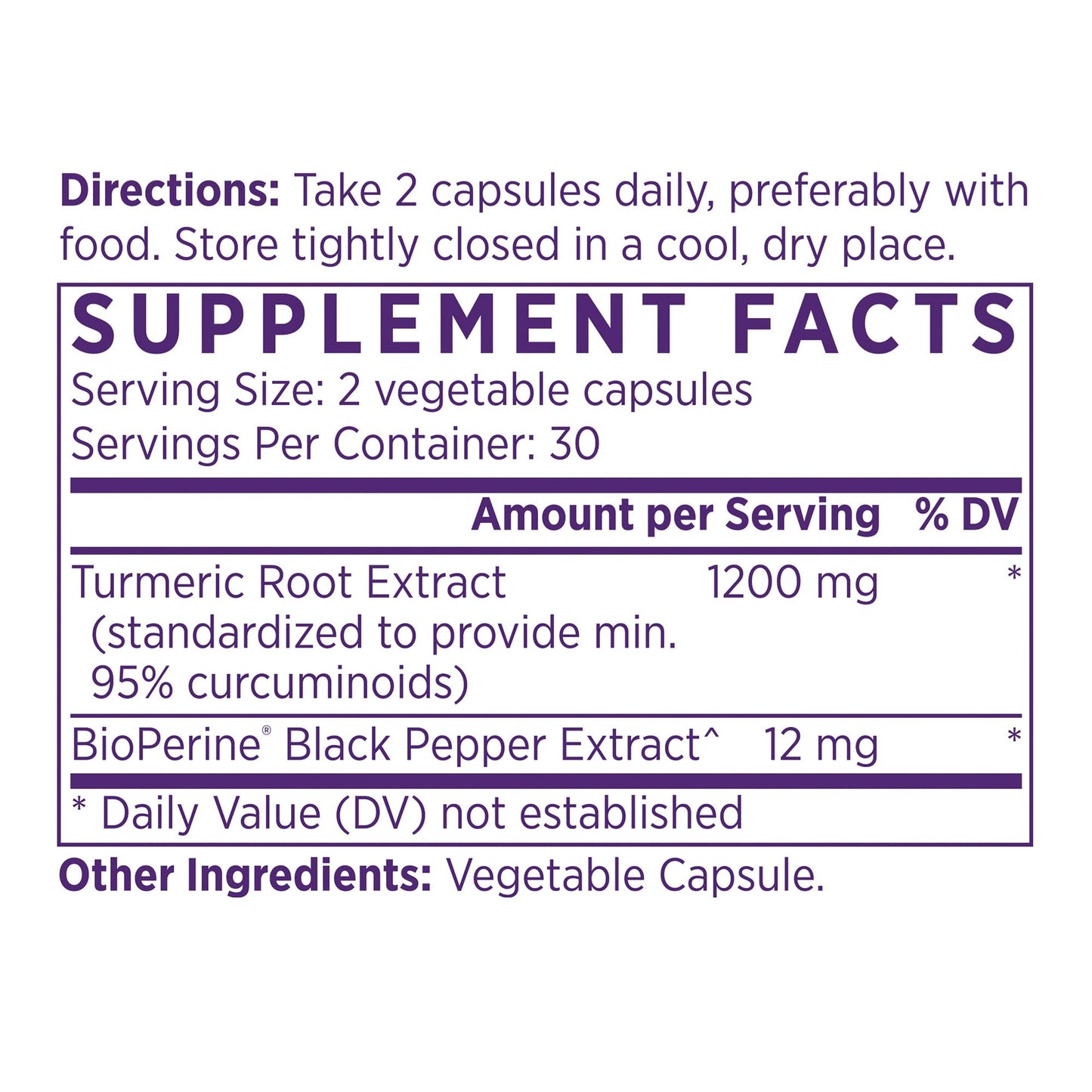 NAOMI Turmeric Curcumin High Potency 1200mg Capsule, 60 Count