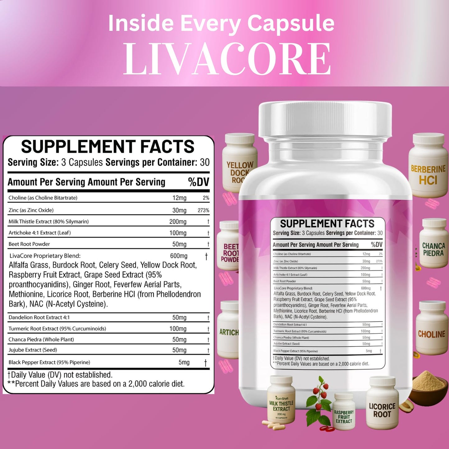 Kun Shafi Milk Thistle Complex with NAC, Berberine, Artichoke, Chanca Piedra, Turmeric, Ginger, Beet Root Liver Cleanse Detox & Repair Supplement & Burdock Root, 90 Capsules