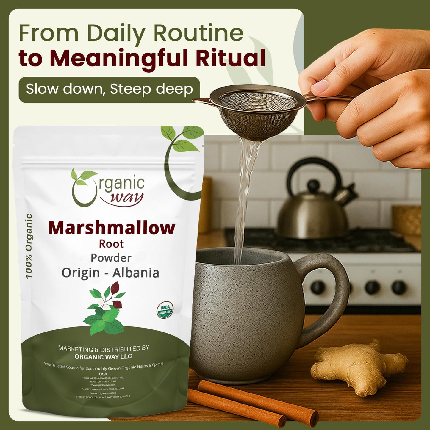 Organic Way Marshmallow Root Powder, 16 oz
