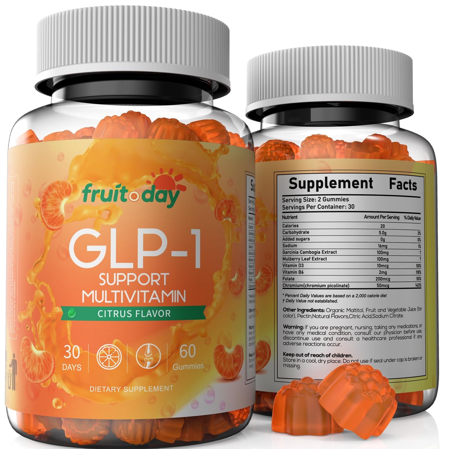 Fruitoday GLP-1 Supplement Gummies, Daily Gummy with Vitamins, Minerals & Botanicals, Citrus Flavor, 1 Count