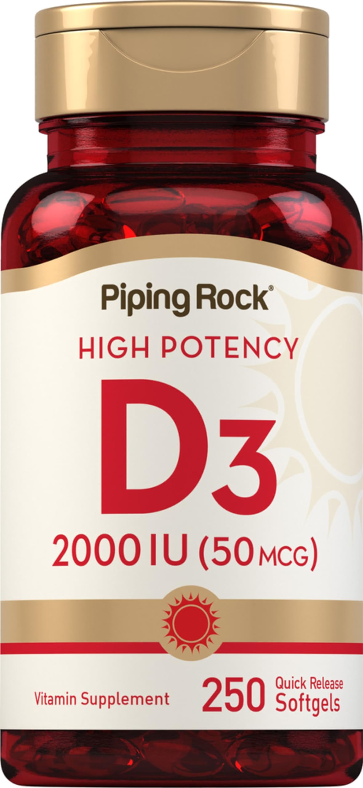 Piping Rock Vitamin D3 2000 IU Softgel 250 Count