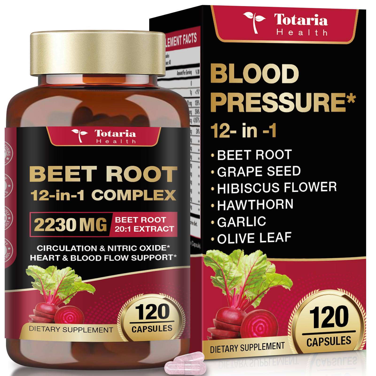 Totaria Beetroot Capsules 2230mg, 120 Count