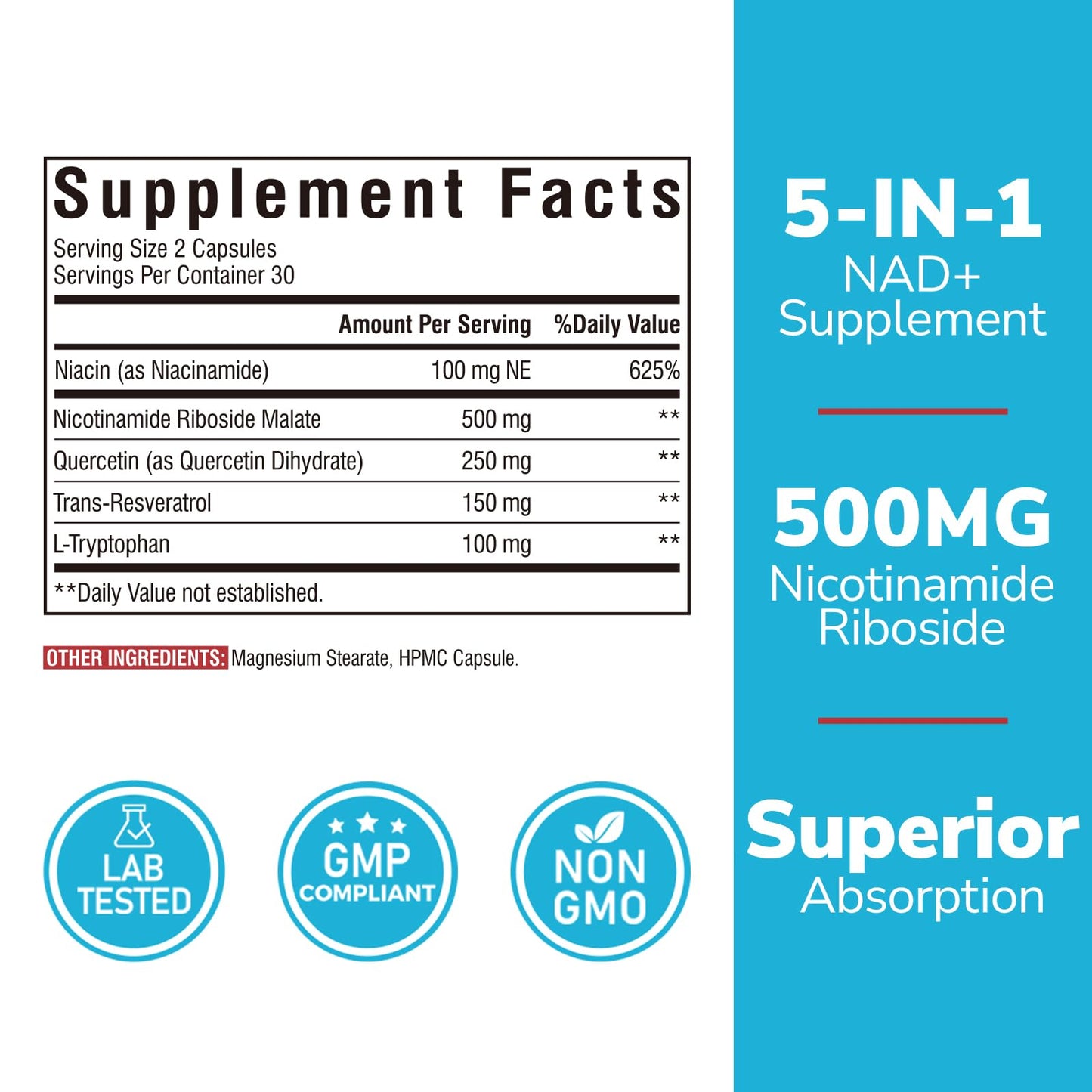 Vitalibre NAD Resveratrol Supplement Capsule 60 Count