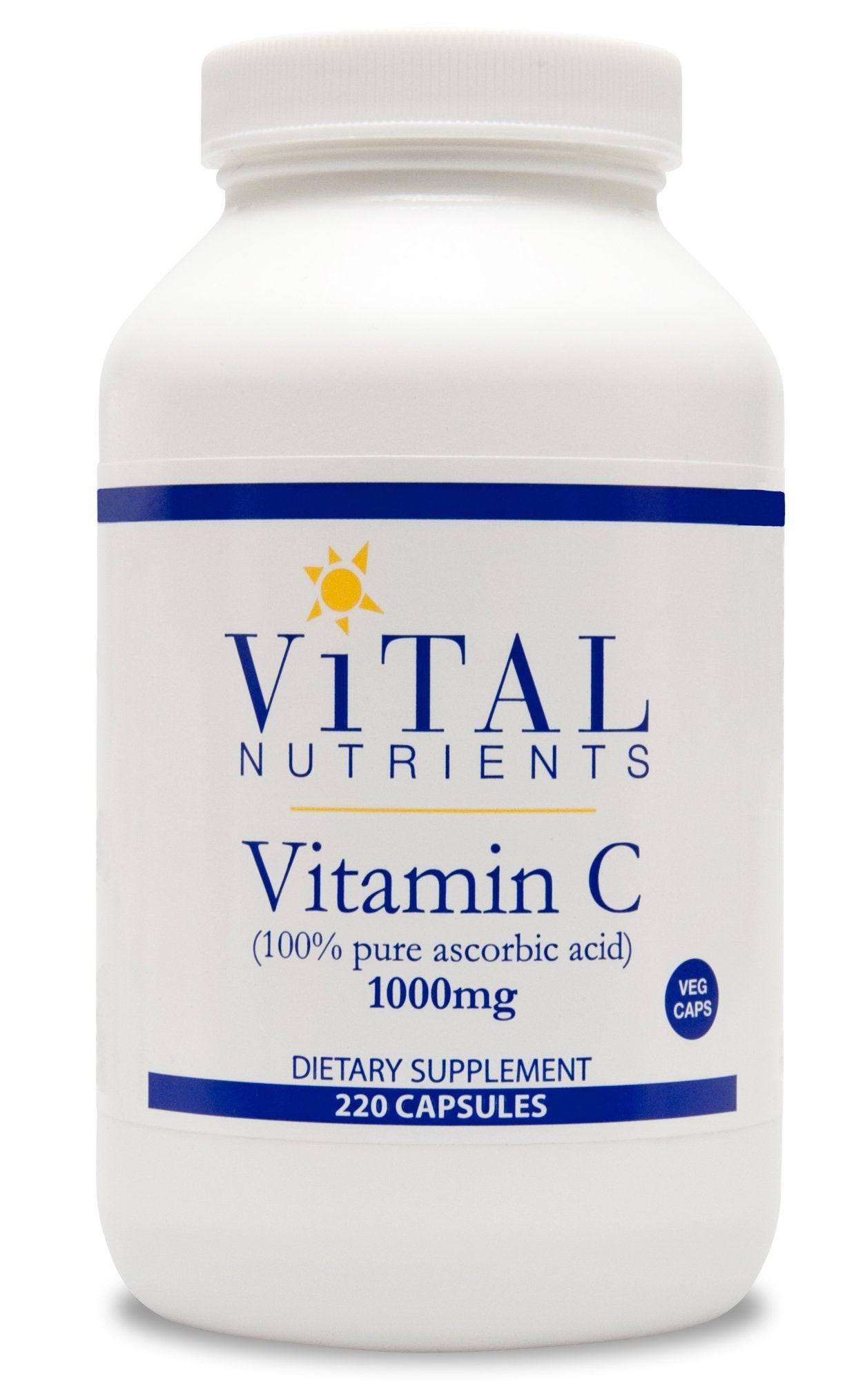 Vital Nutrients Vitamin C 100% Pure 1000mg Capsules, 220 Count