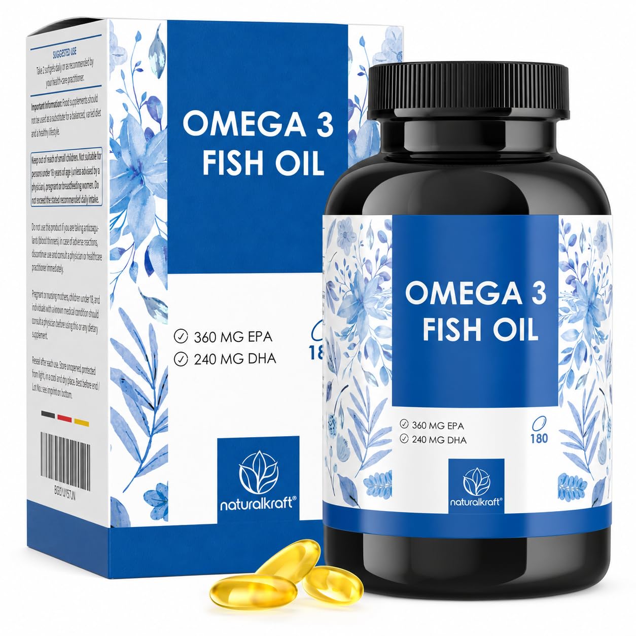 naturalkraft Omega 3 Fish Oil Softgels 180