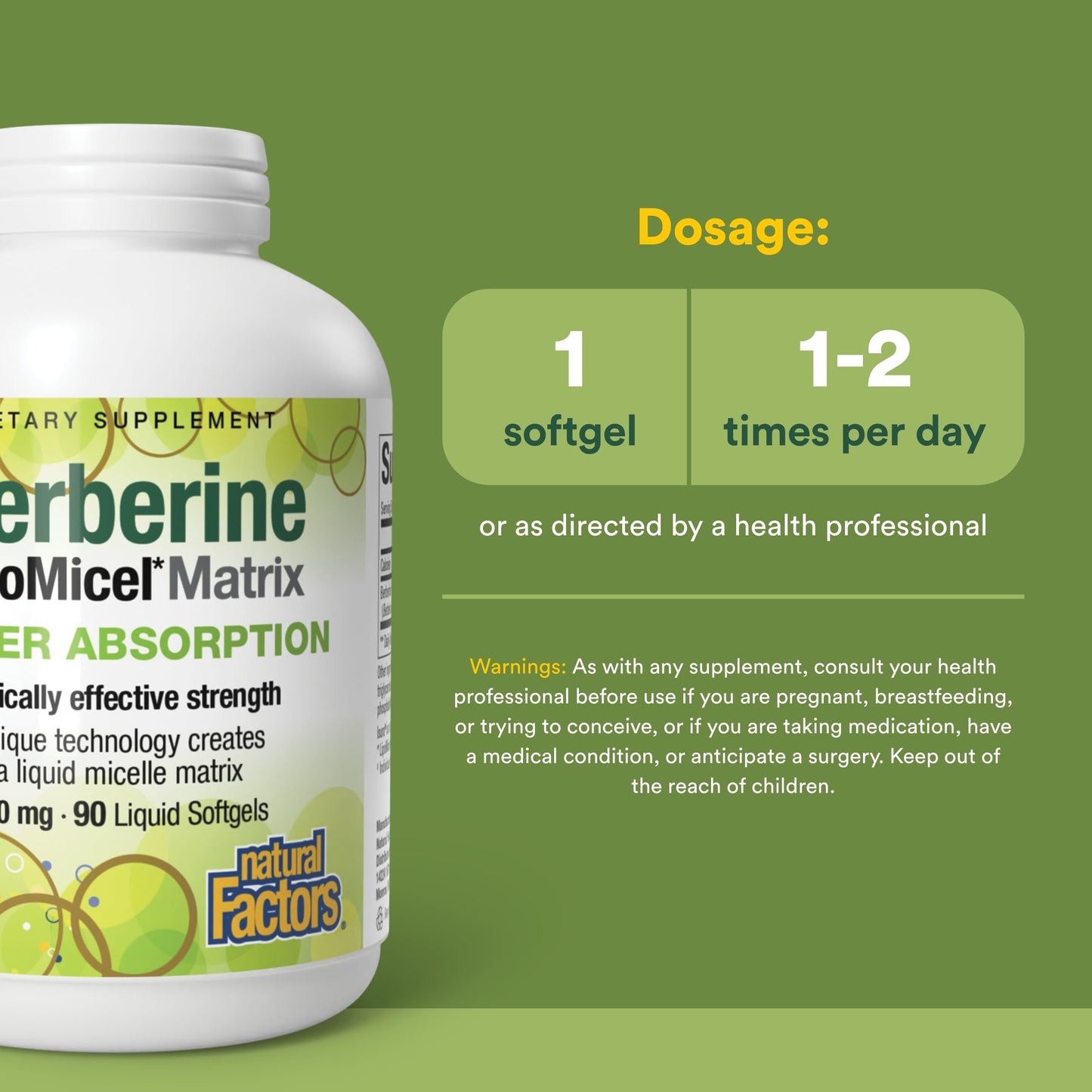 Natural Factors Berberine LipoMicel Matrix Softgels 90