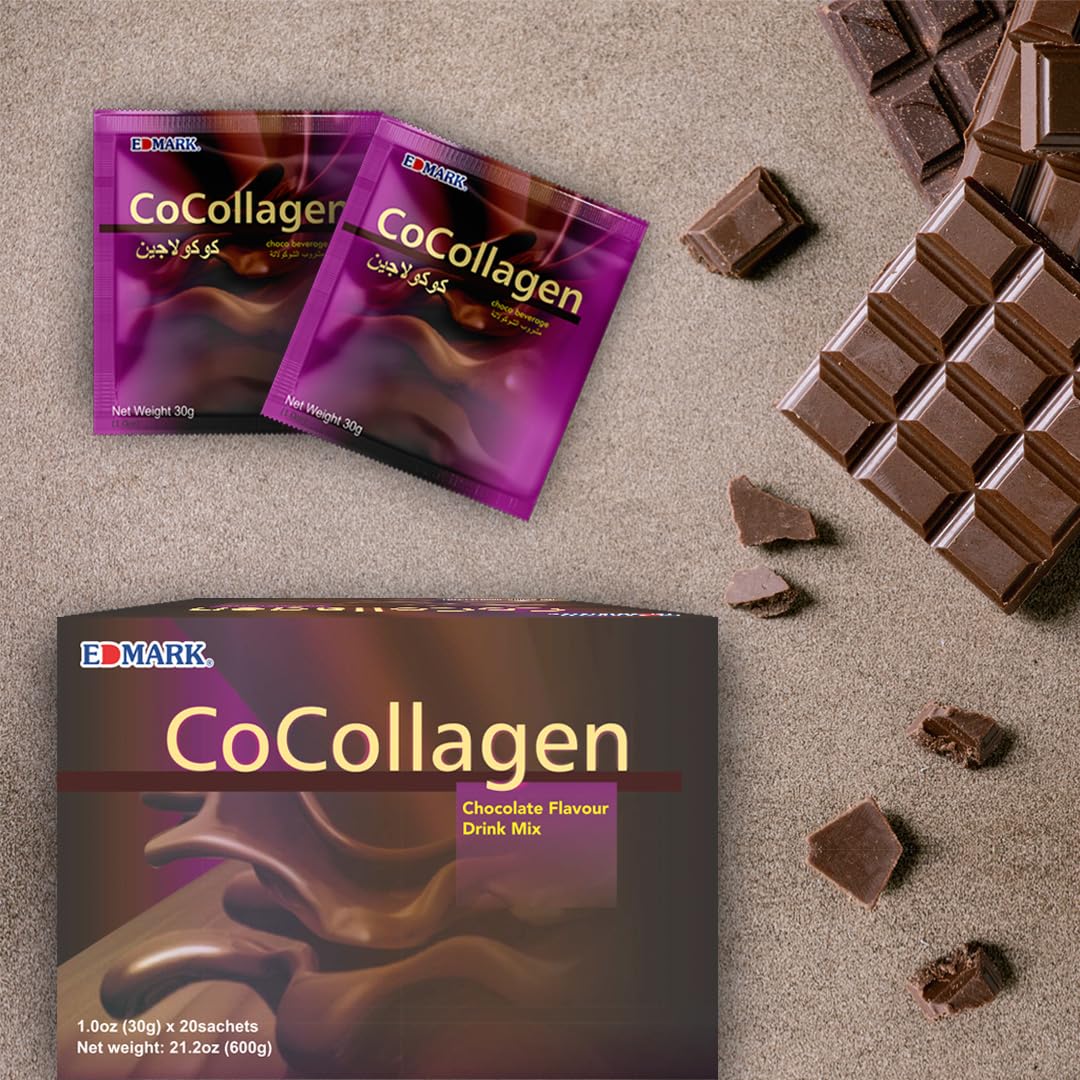EDMARK COCOLLAGEN Flavored Powder, Marine Collagen with Natural Extracts, 20 Sachets