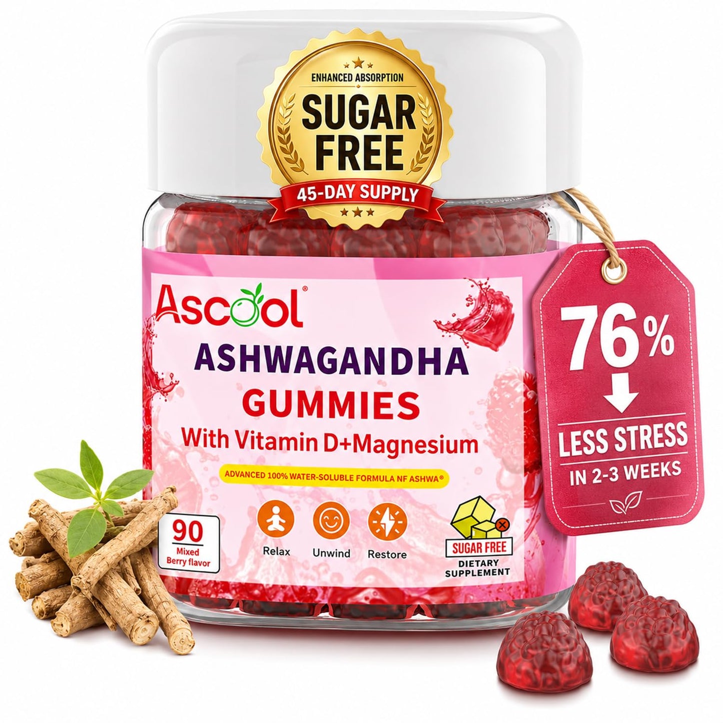 Ascool Ashwagandha Gummies 90 Count