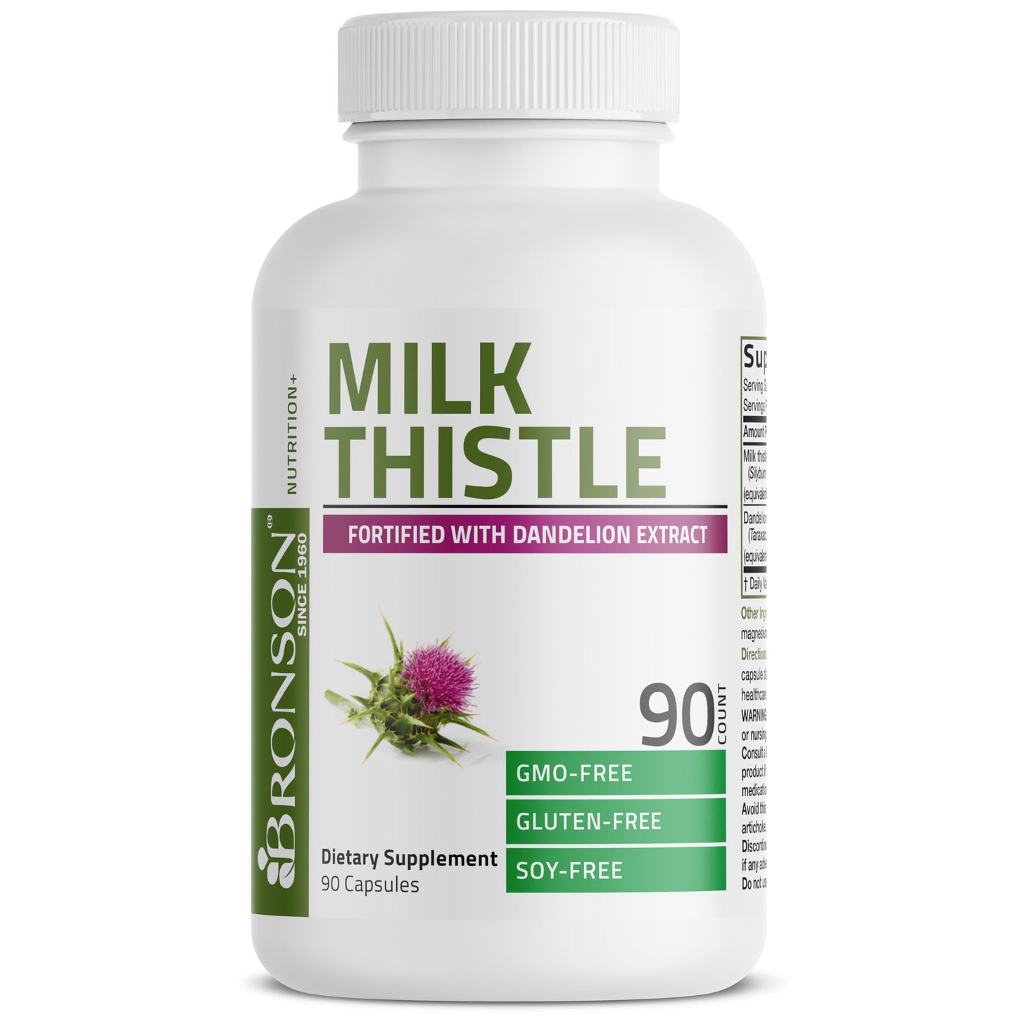 Bronson Milk Thistle Silymarin Marianum & Dandelion Extract Liver Health Support, Antioxidant Support, Detox, 90 Capsules