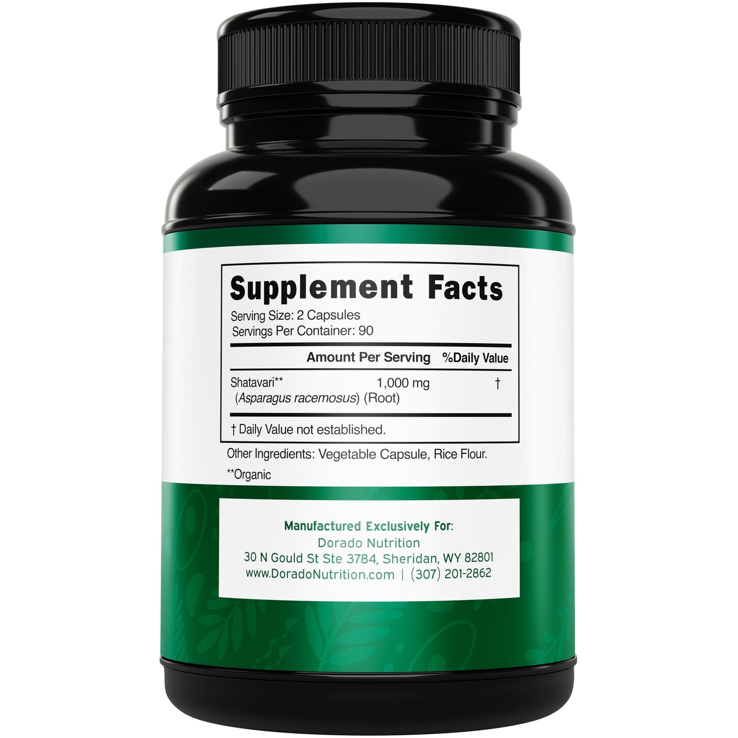 DORADO NUTRITION Organic Shatavari Capsules 180 Count